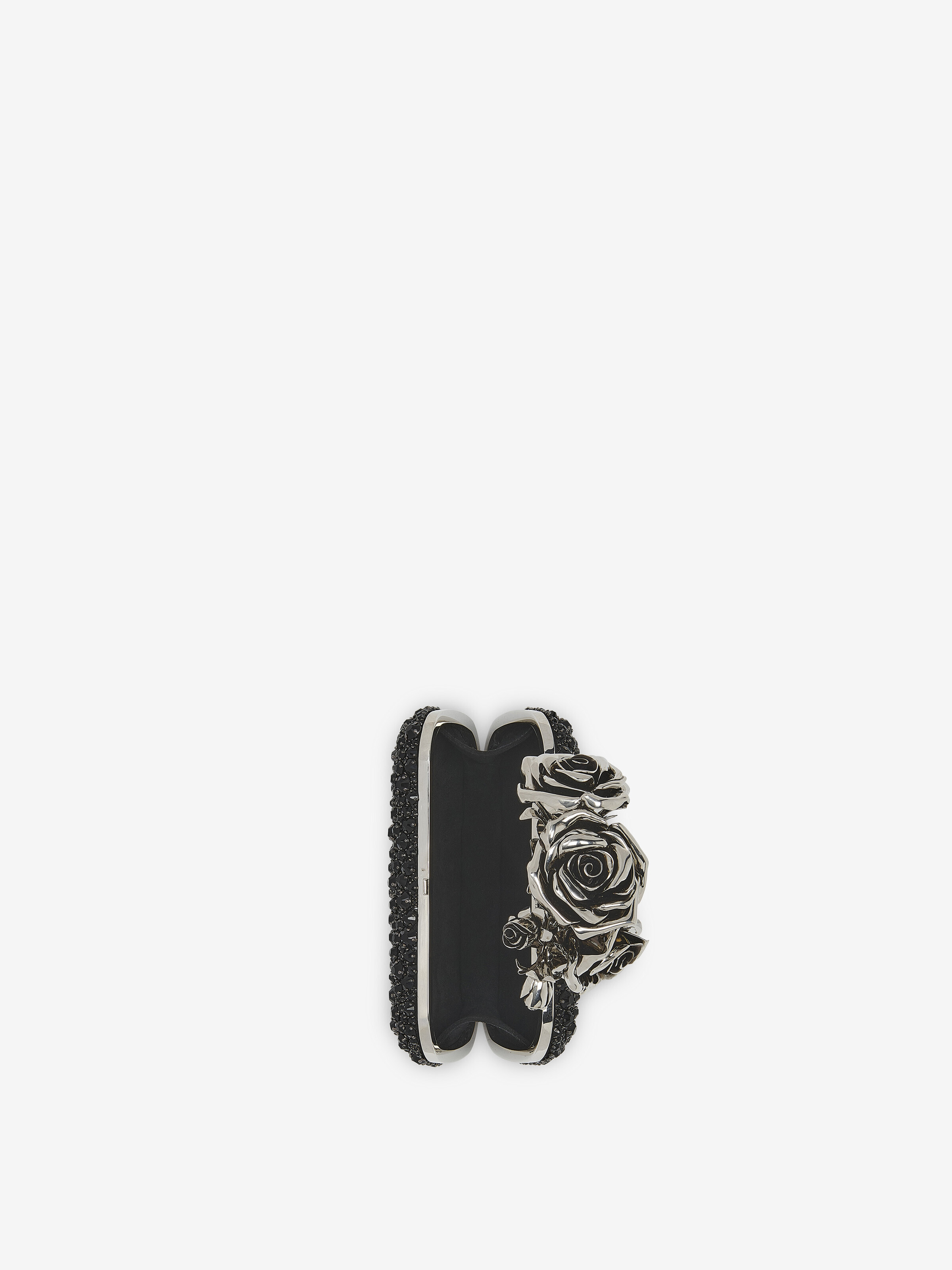 Women's Rose Knuckle Clutch in Black in 72% Viscose, 28% Silk | Alexander McQueen - image 4
