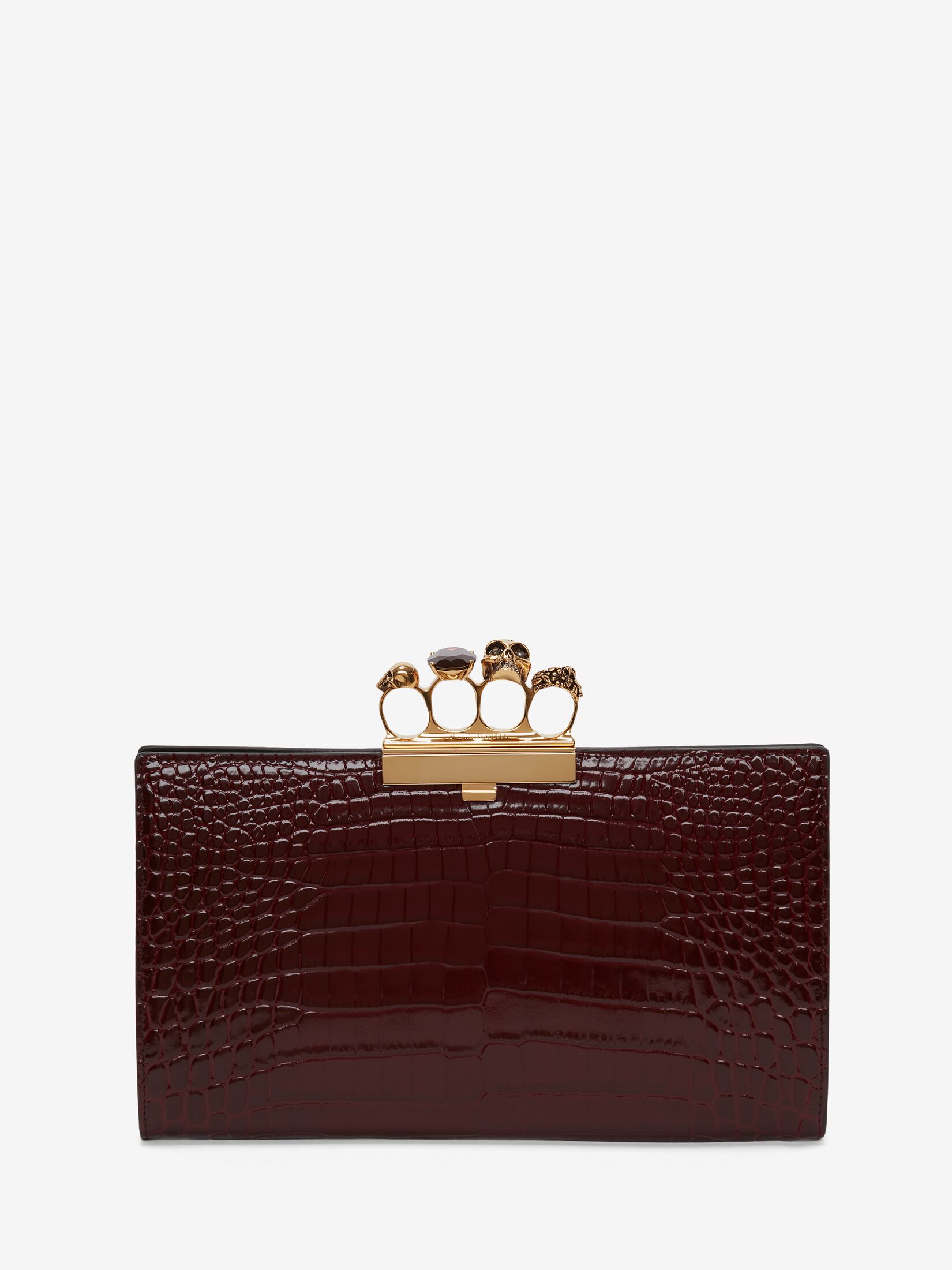 Jewelled Flat Pouch in Burgundy | Alexander McQueen CA