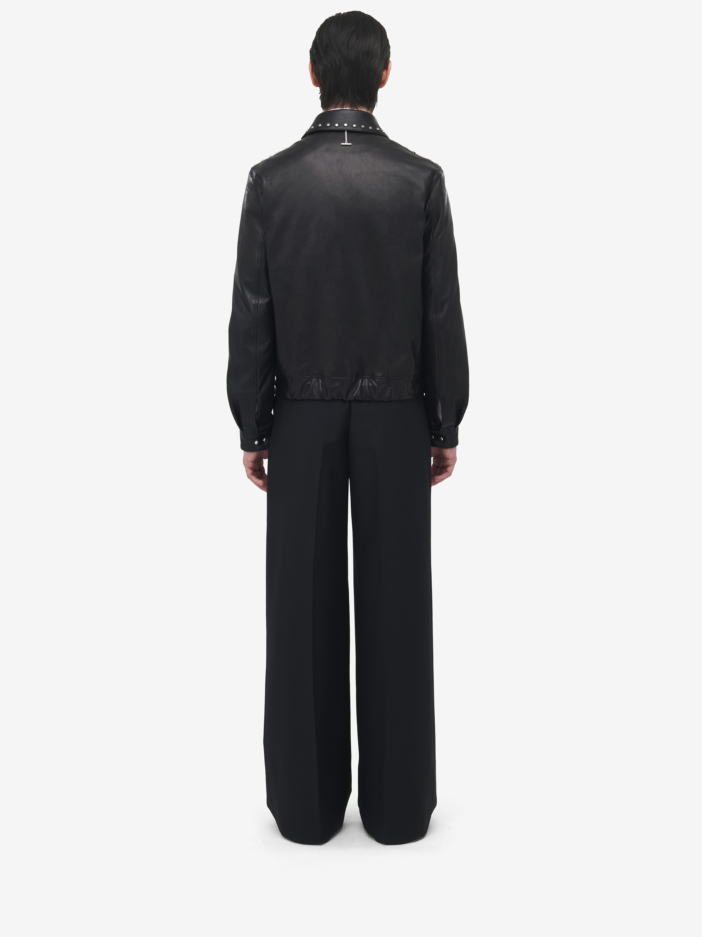 Blouson aviateur, en cuir clouté