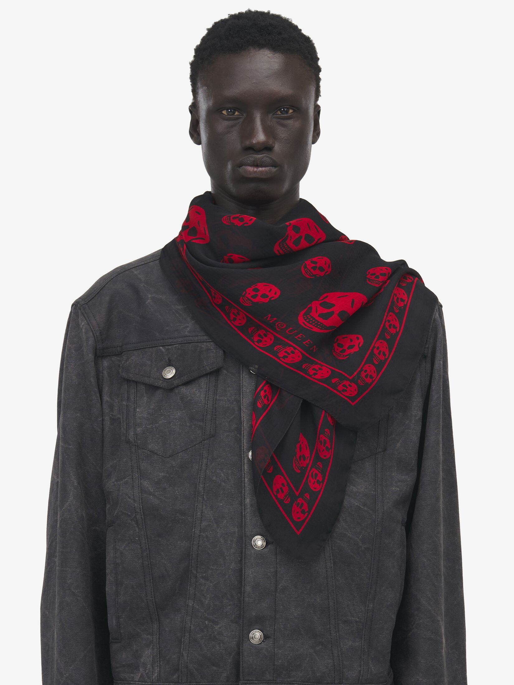 Alexander Mcqueen Men Embroidered Wool Foulard