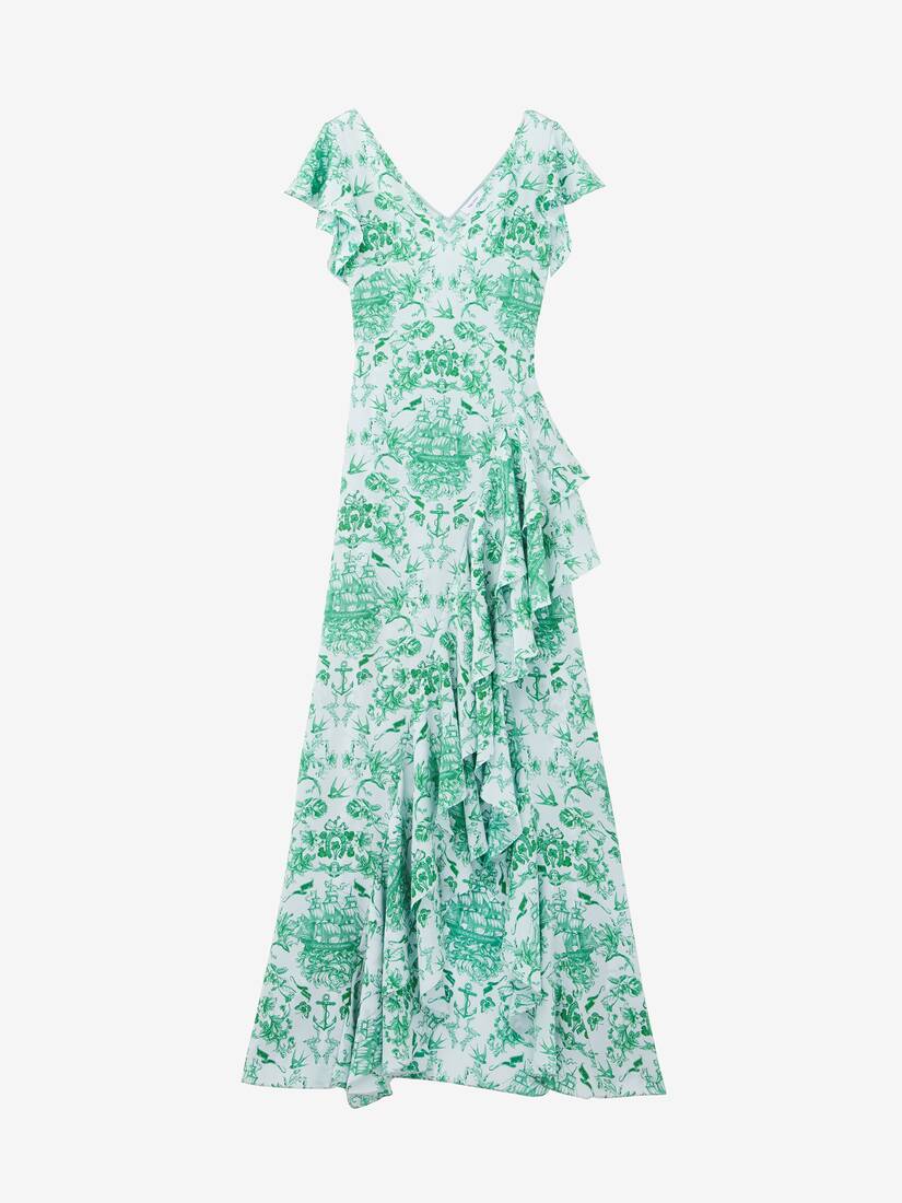 Sailor Tattoo Asymmetric Ruffle Dress