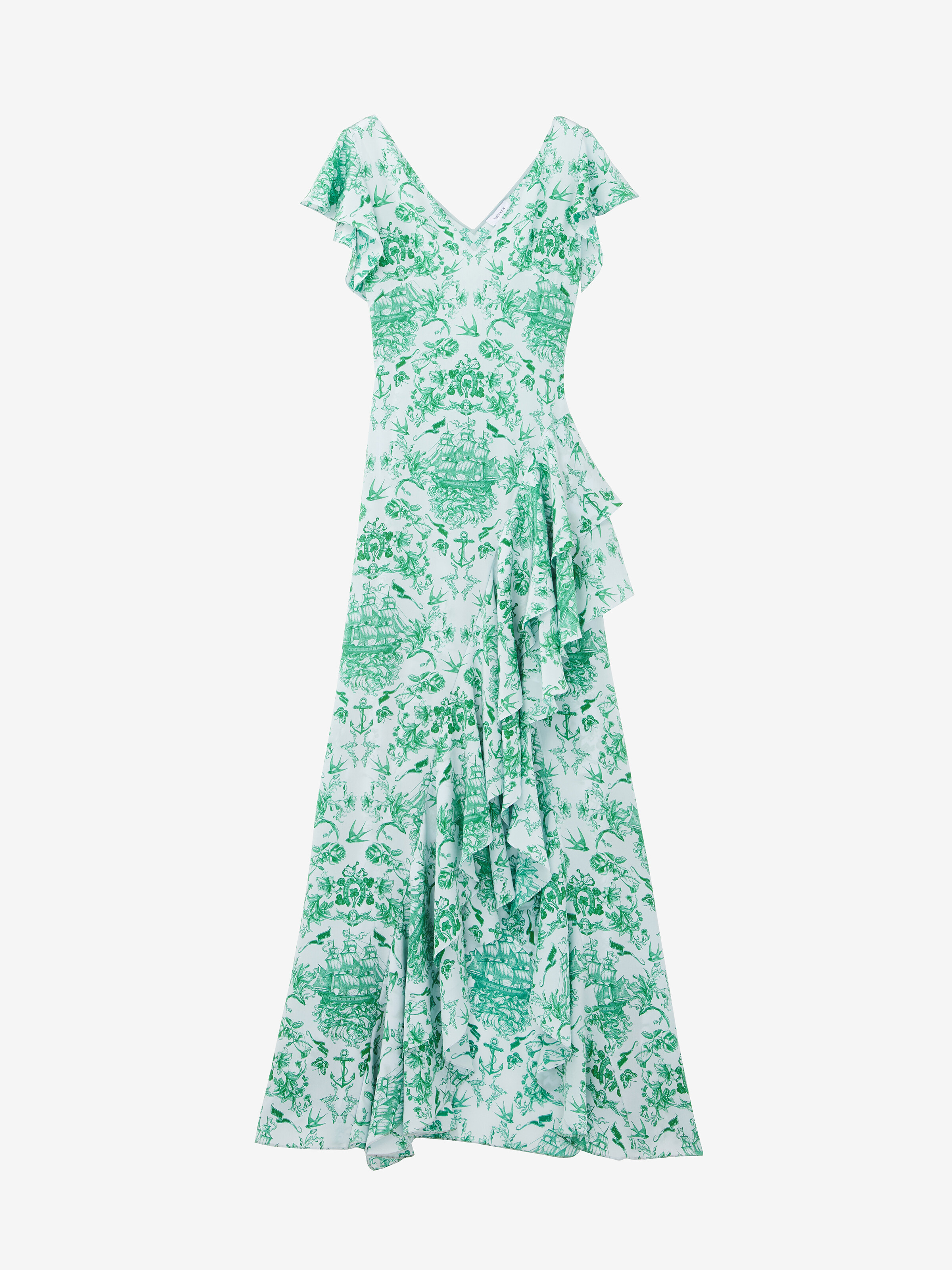 Sailor Tattoo Asymmetric Ruffle Dress