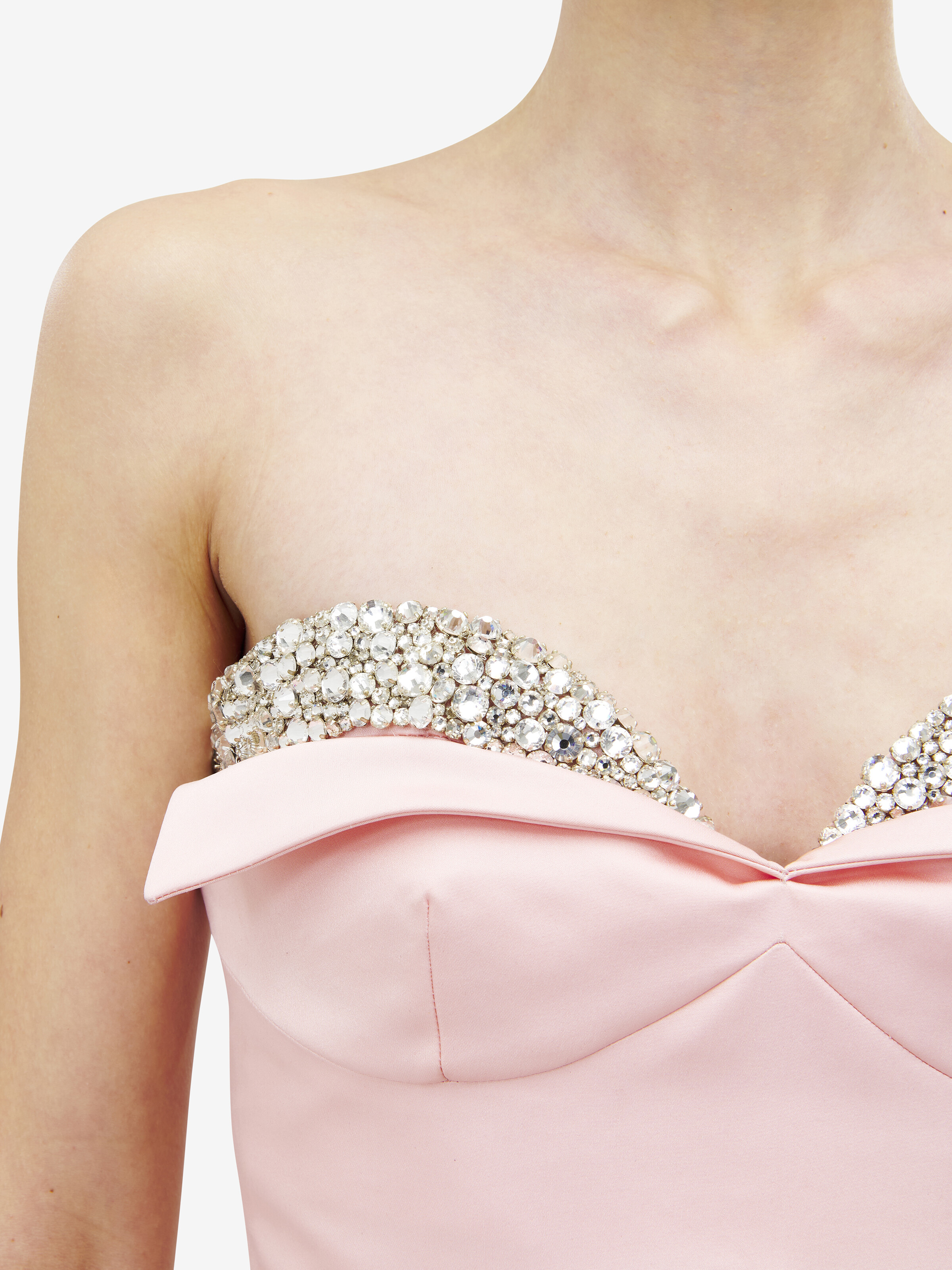 Women's Crystal Embroidery Strapless Evening Dress in Rose in 61% Polyester, 39% Silk | Alexander McQueen - image 5