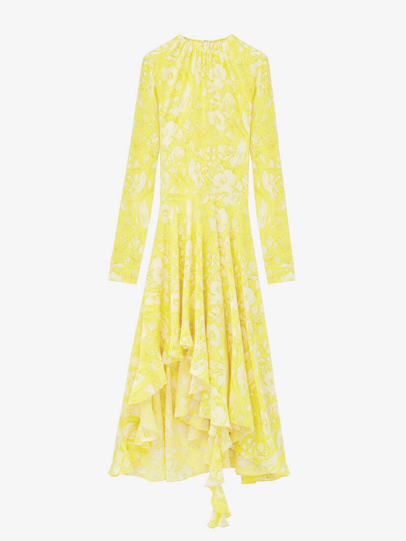 Warped Floral Asymmetric Dress