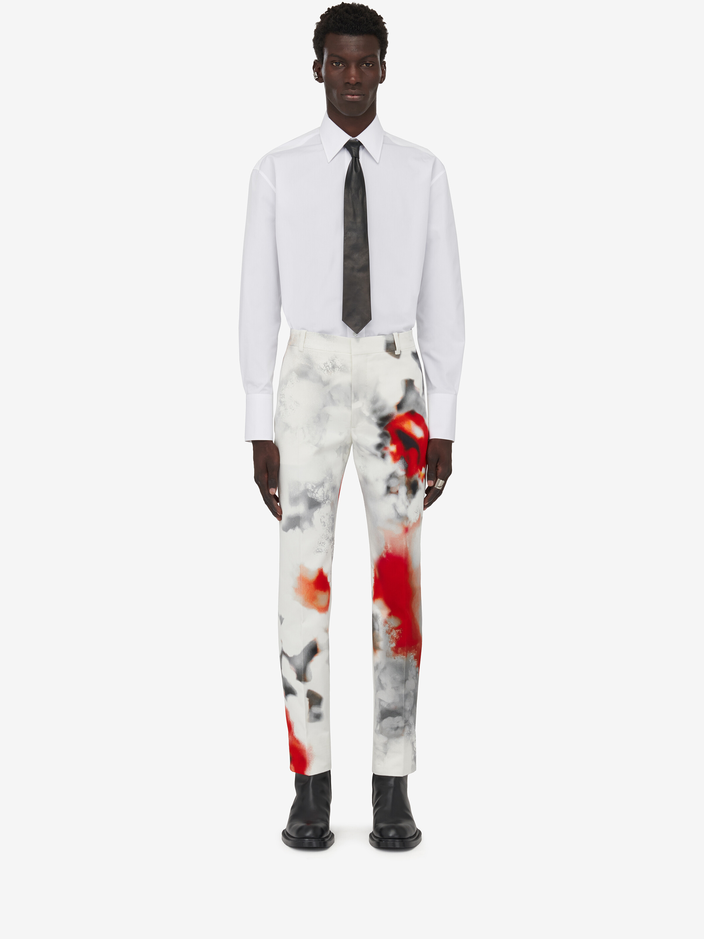 オブスキュアード フラワー シガレットパンツ in 100% コットン | Alexander McQueen - image 2