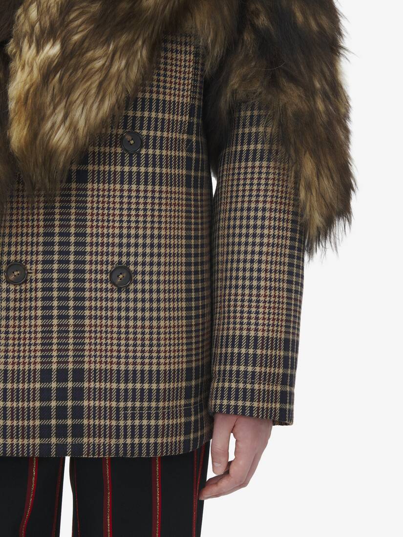 Shearling Stole Wool Peacoat