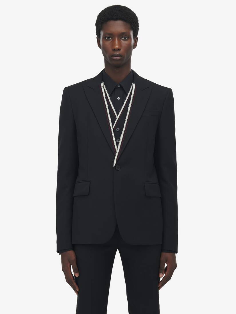 Raw Edge Canvas Single-Breasted Jacket