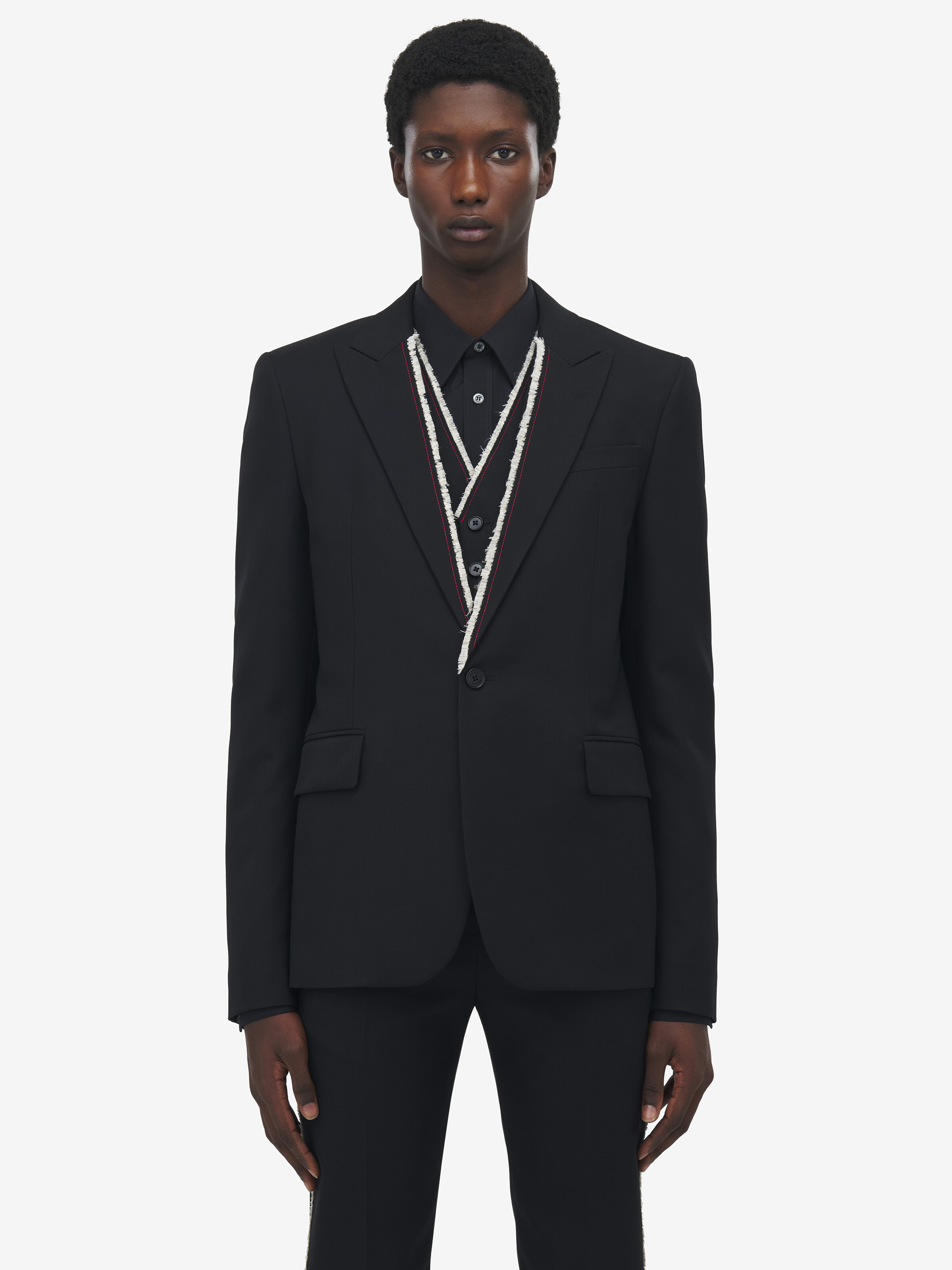 Raw Edge Canvas Single-Breasted Jacket