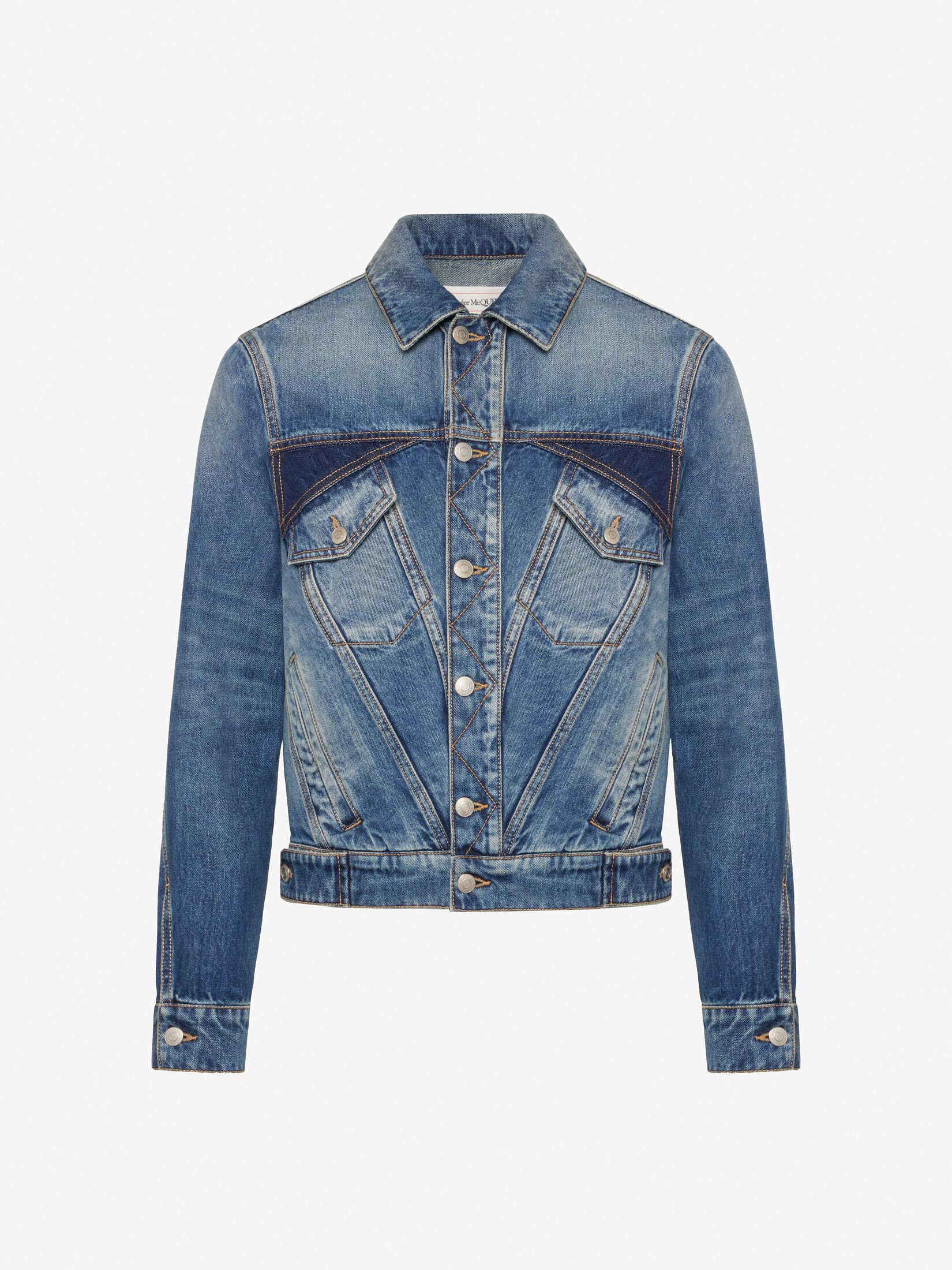 Veste en denim à coutures en biais