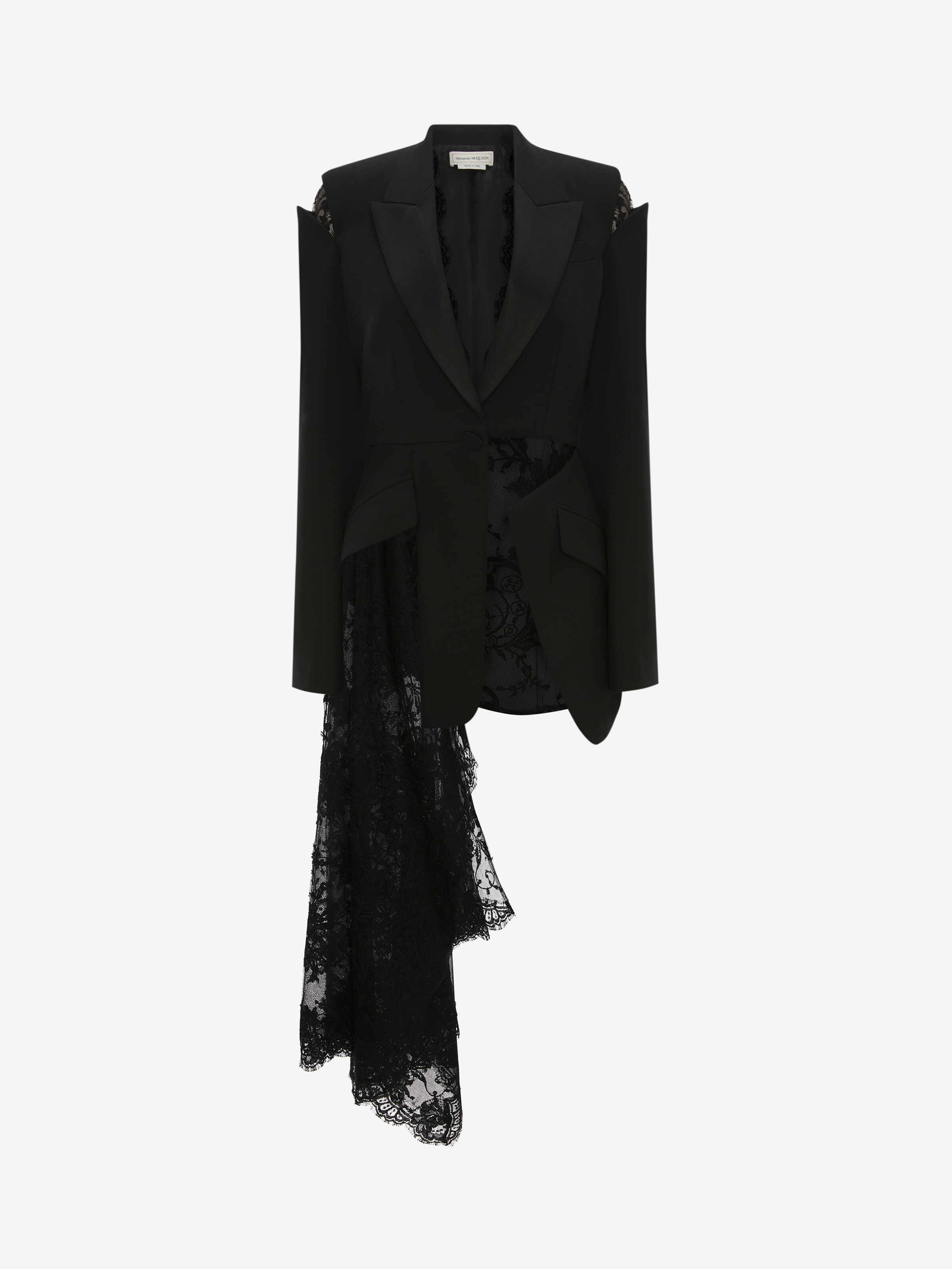 ALEXANDER MCQUEEN ASYMMETRIC LACE DRAPE JACKET,686706QJACA