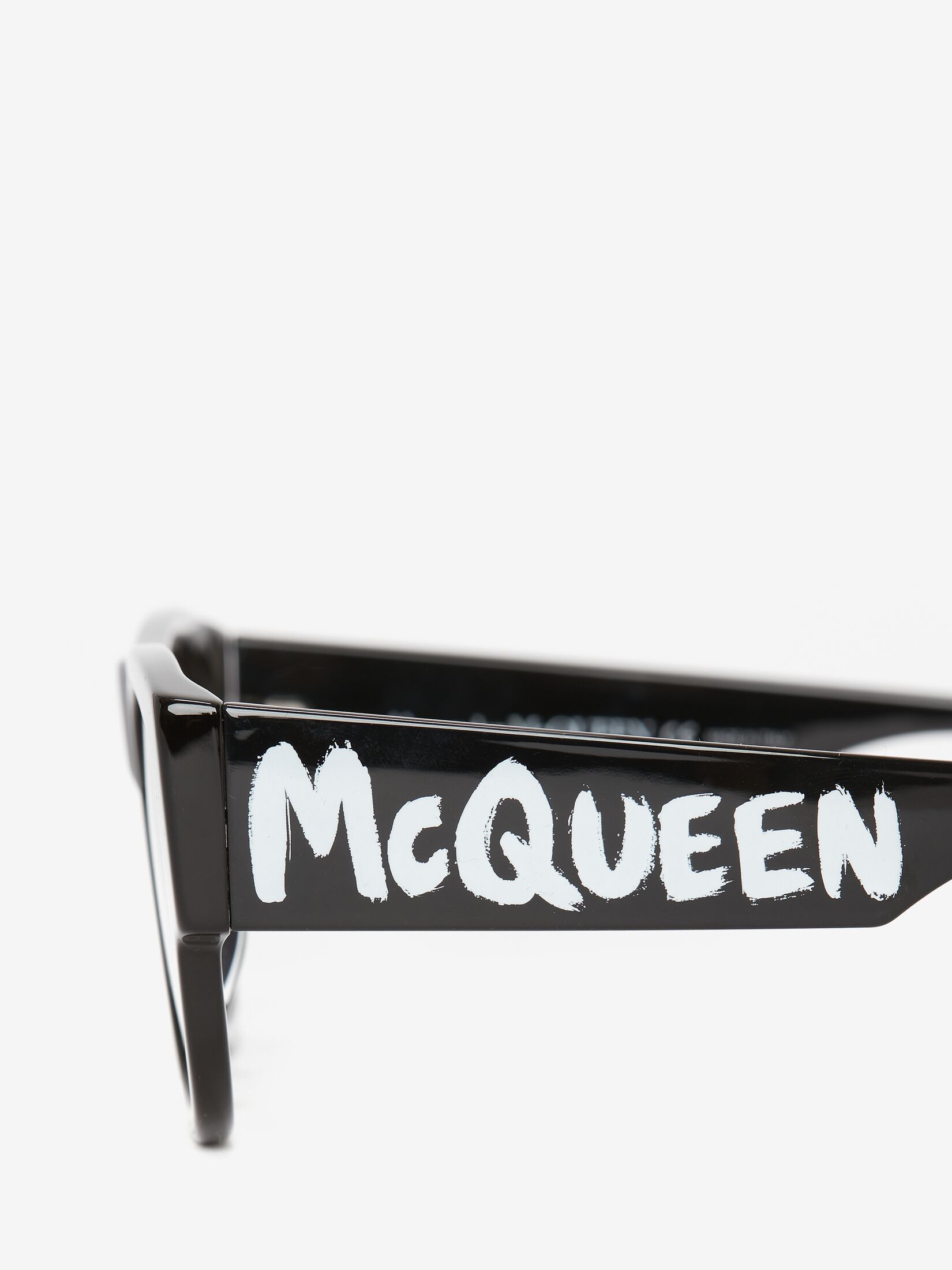 McQueen Graffiti Rectangular Sunglasses in Black/White | Alexander ...