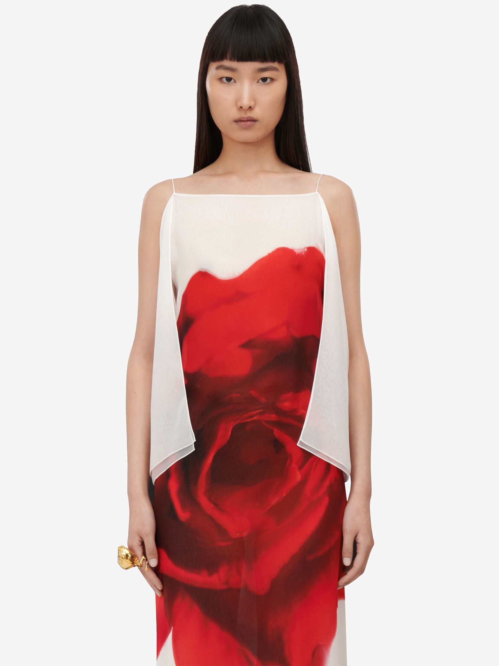 Chiffon Bleeding Rose Slip Dress