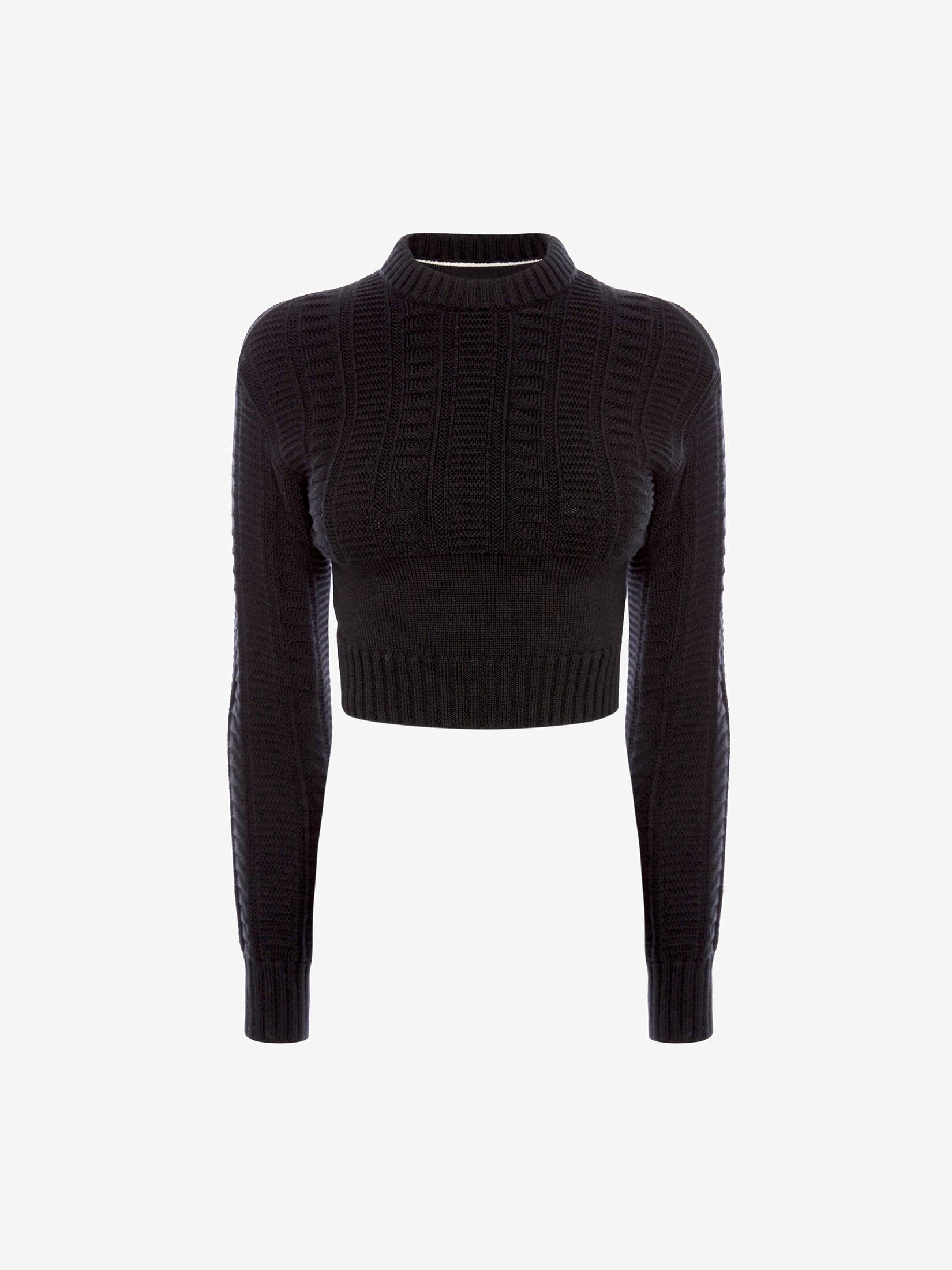 Cut-Out Guernsey Knit Jumper in Black | Alexander McQueen US