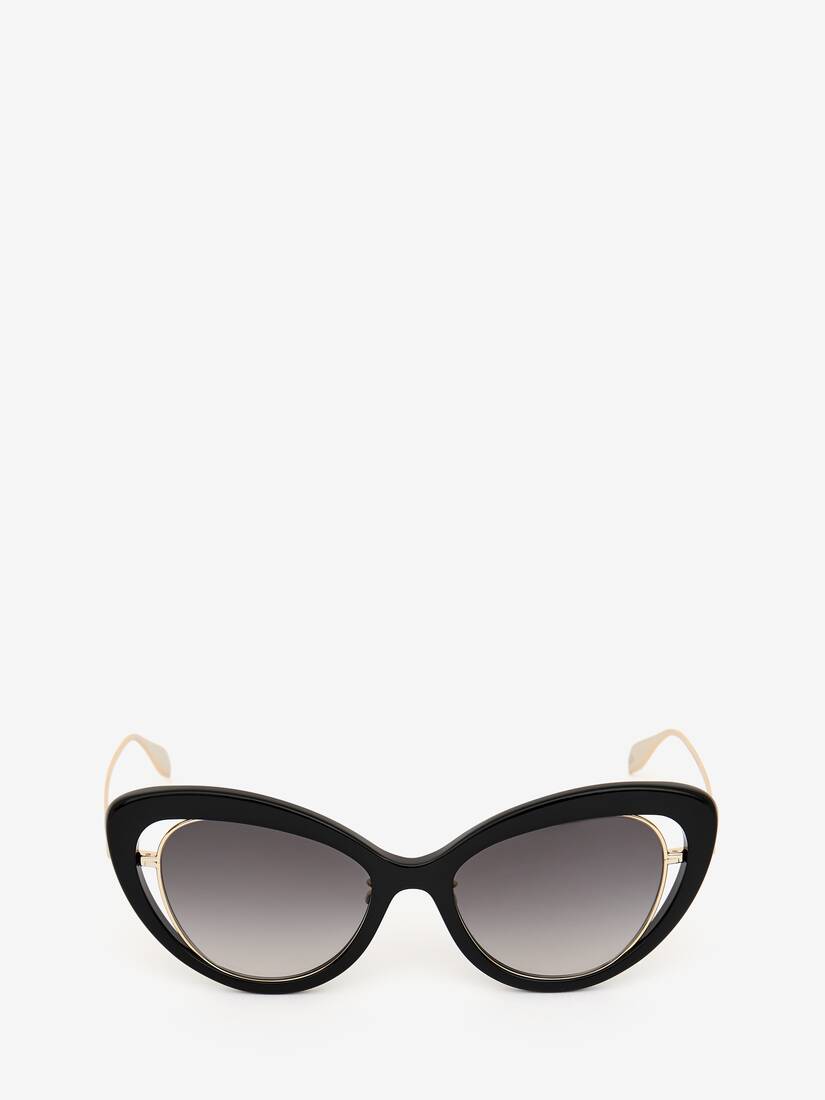 Open Wire Cat-Eye Sunglasses in Black 
