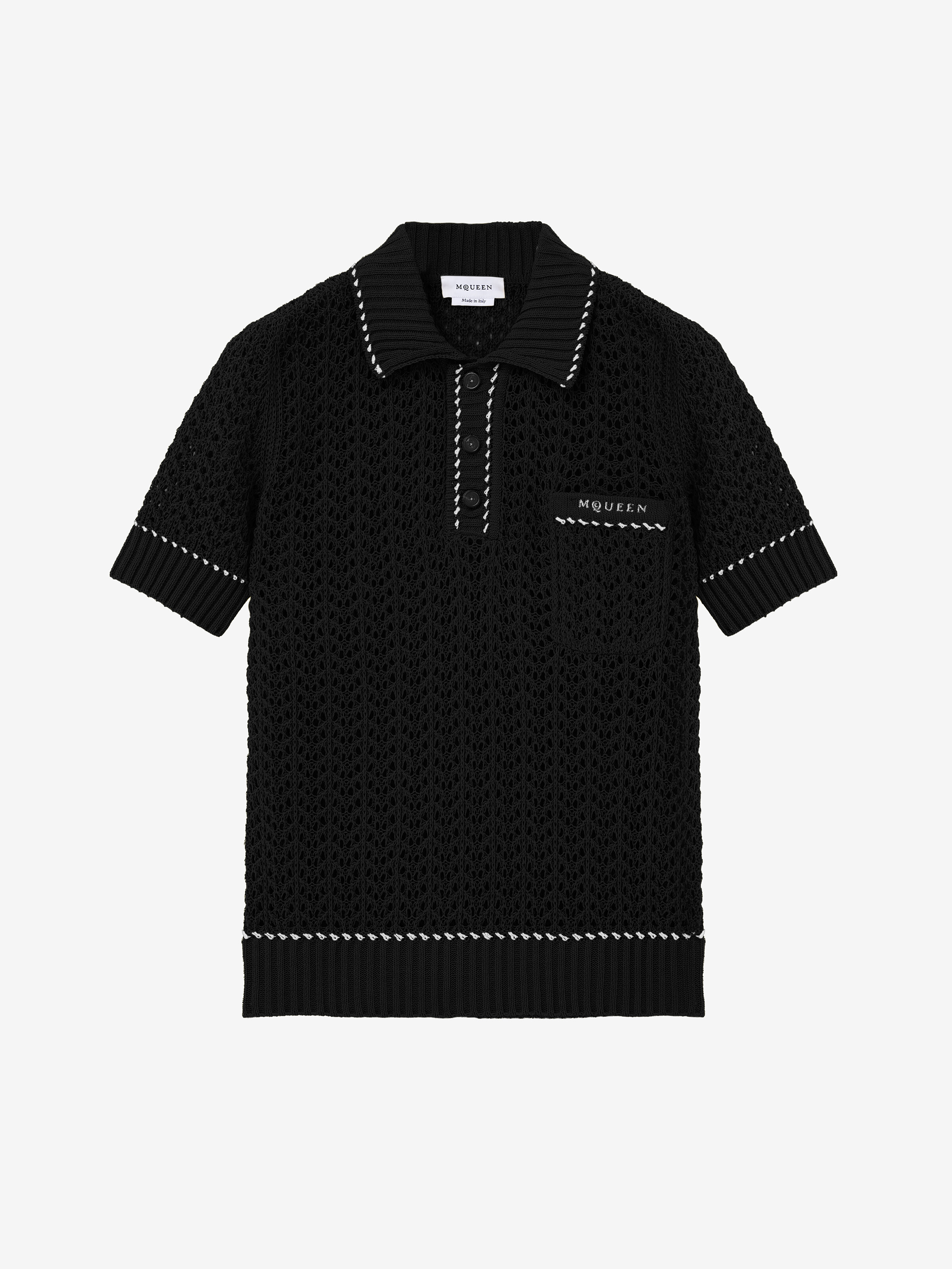 Crochet Stitch Polo Shirt