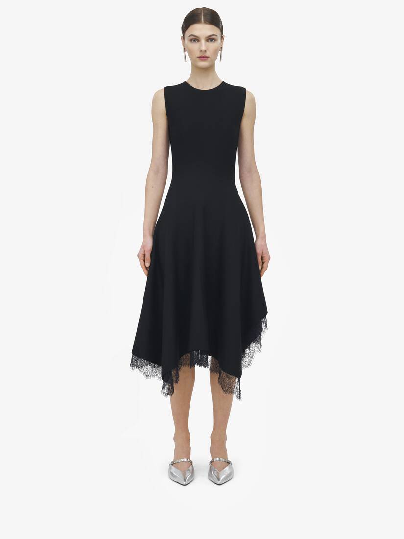 Lace Detail Asymmetric Dress