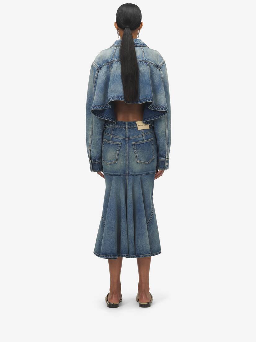 Veste à basque, En Denim Délavé