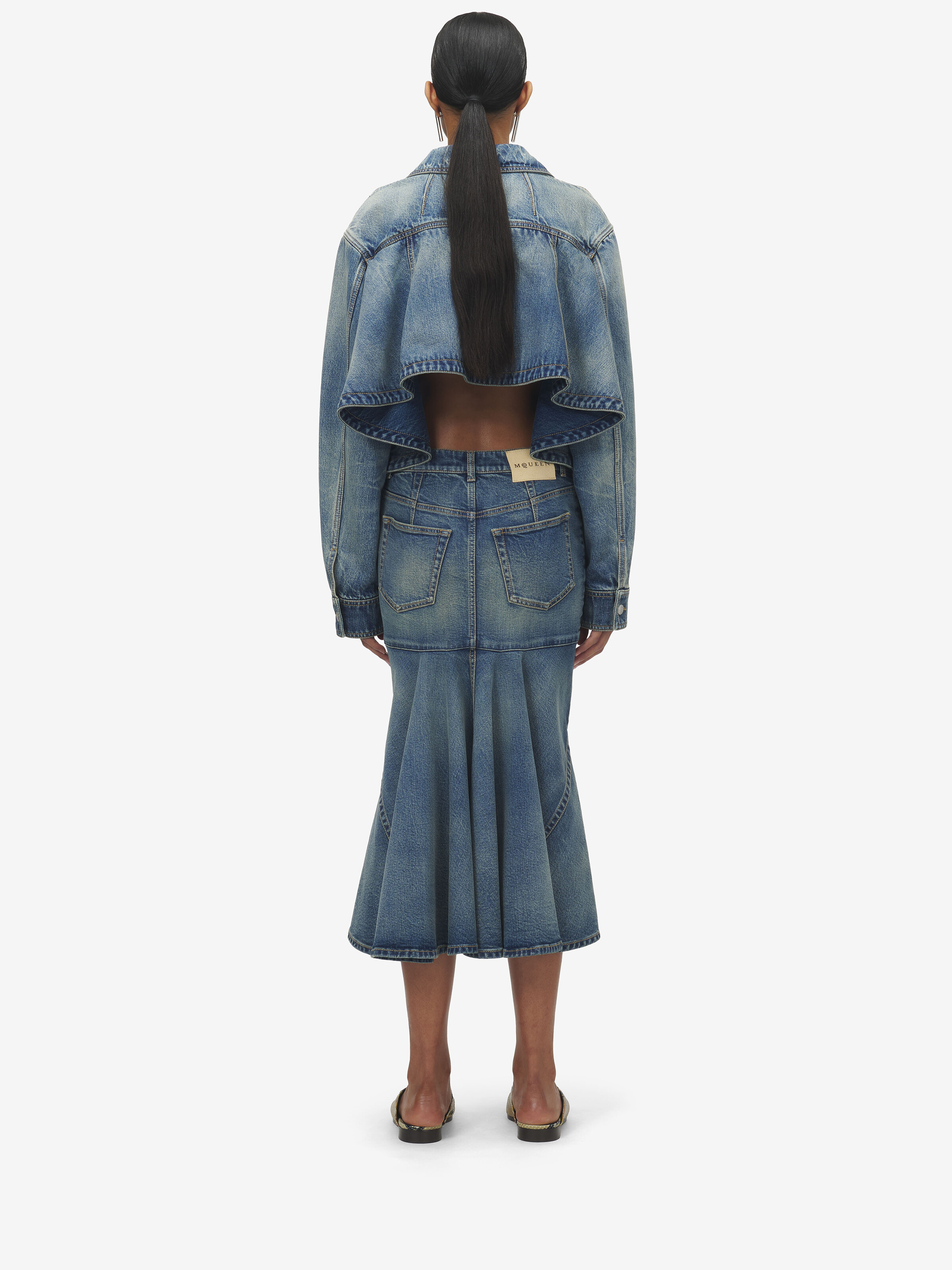Stonewashed Denim Peplum Jacket