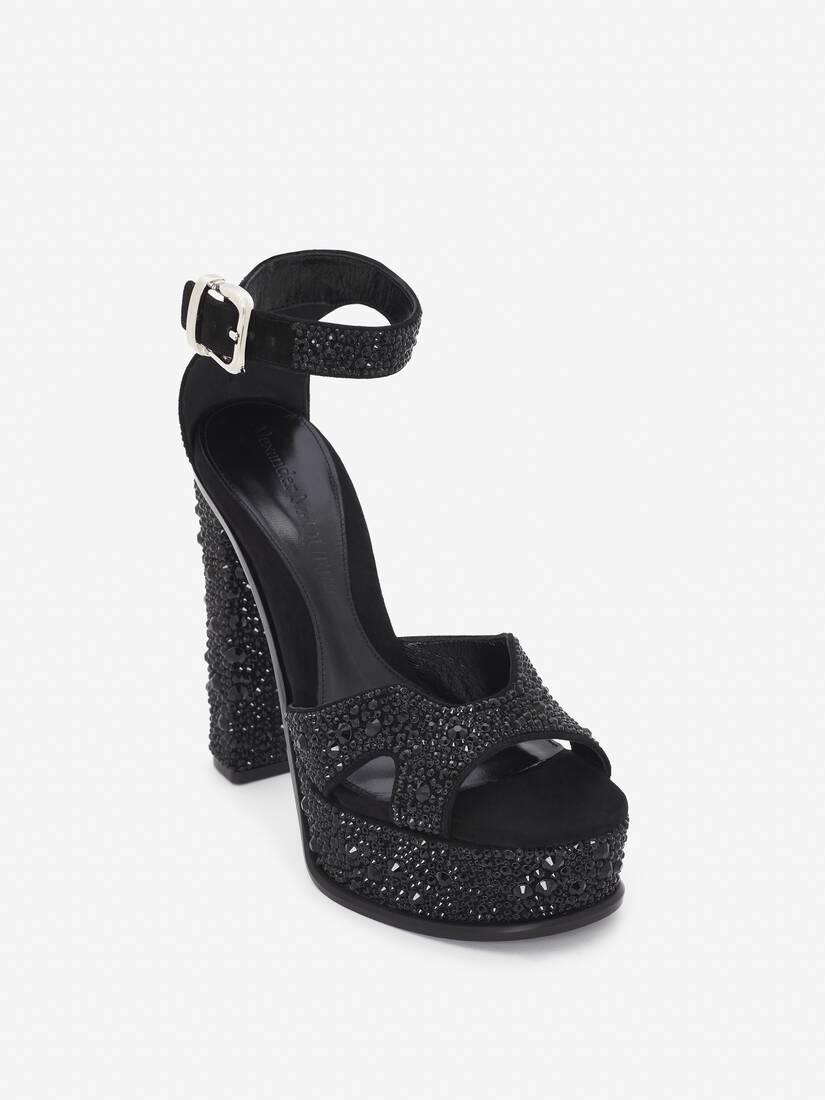 Platform Butterfly sandal in BLACK/SILVER | Alexander McQueen US