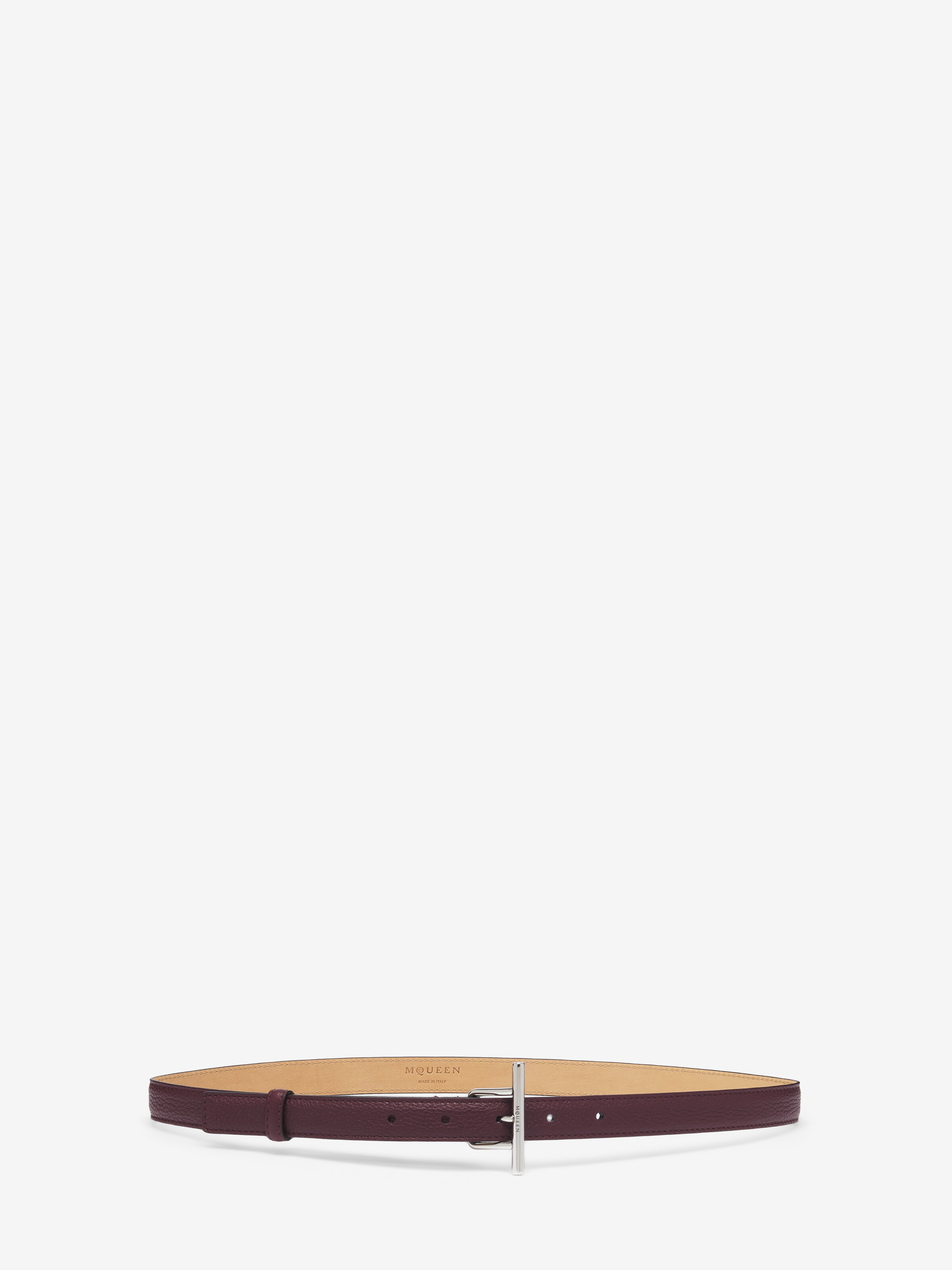 Women's McQueen T-Bar Hip Belt in Oxblood in Calf Leather | Alexander McQueen - image 1