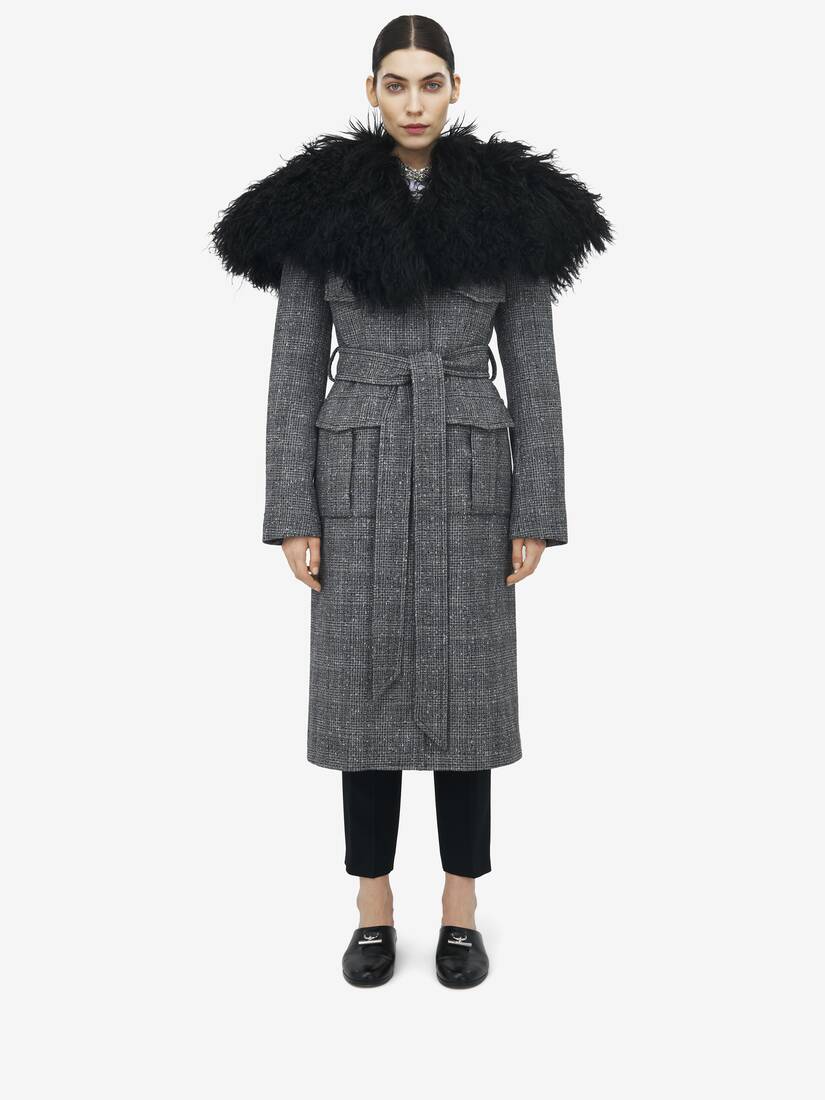 Oversized Shearling Cape Coat