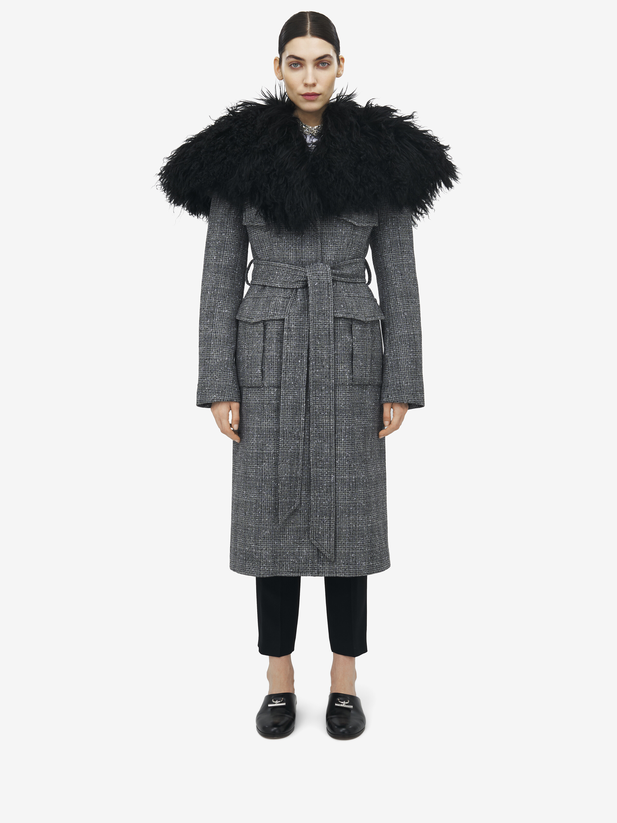 Oversized Shearling Cape Coat