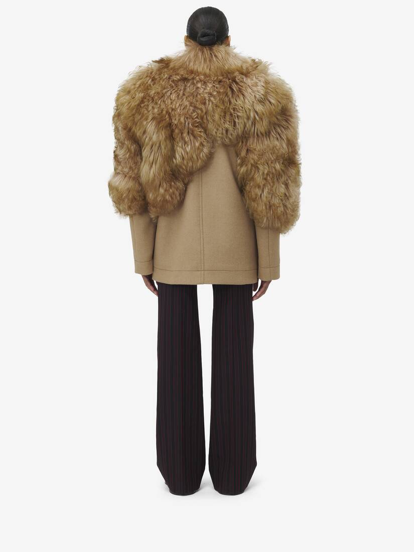 Shearling Stole Wool Peacoat