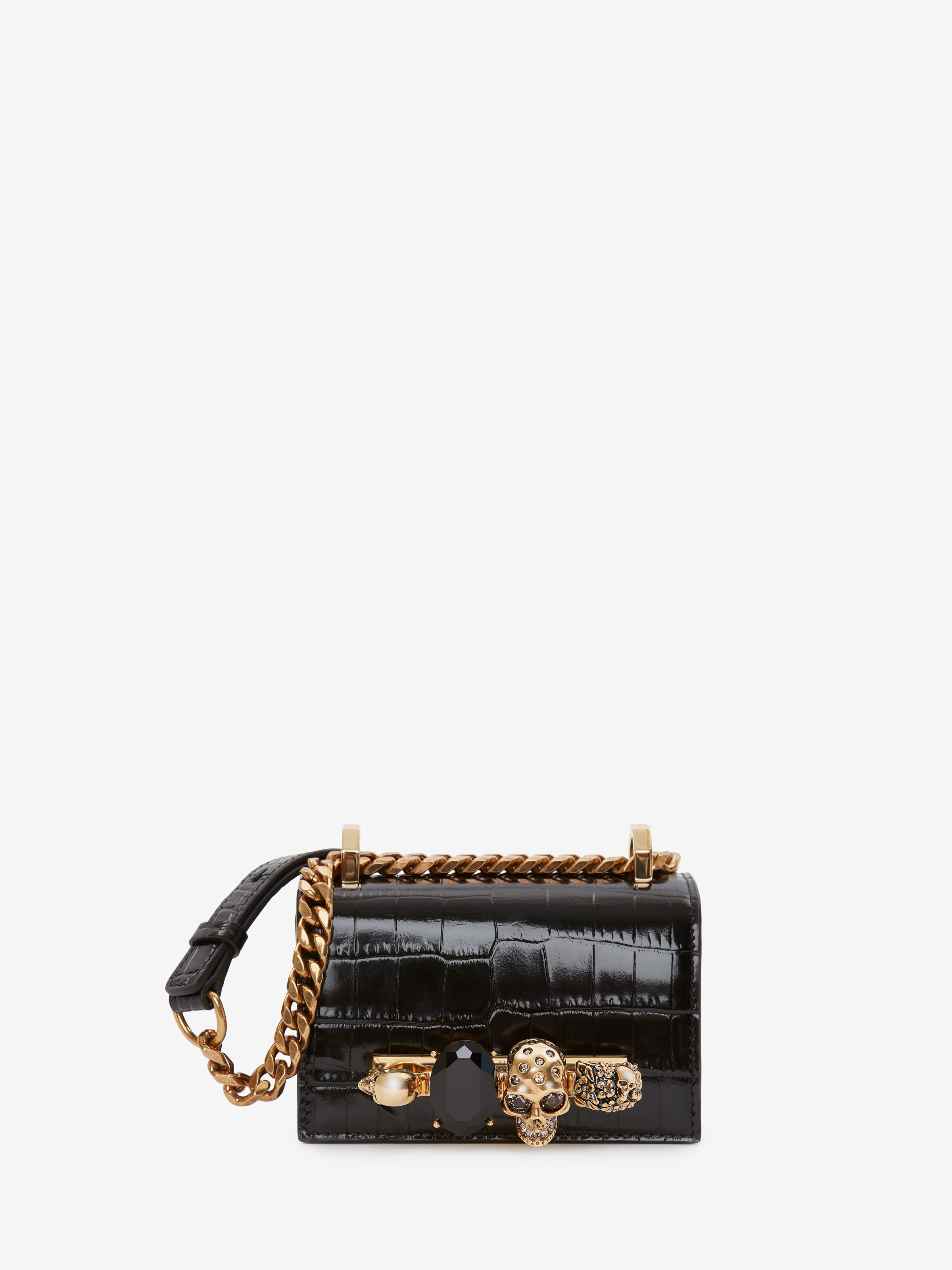 Women's Micro Jewelled Satchel in BLACK in Calf Leather | Alexander McQueen - image 1