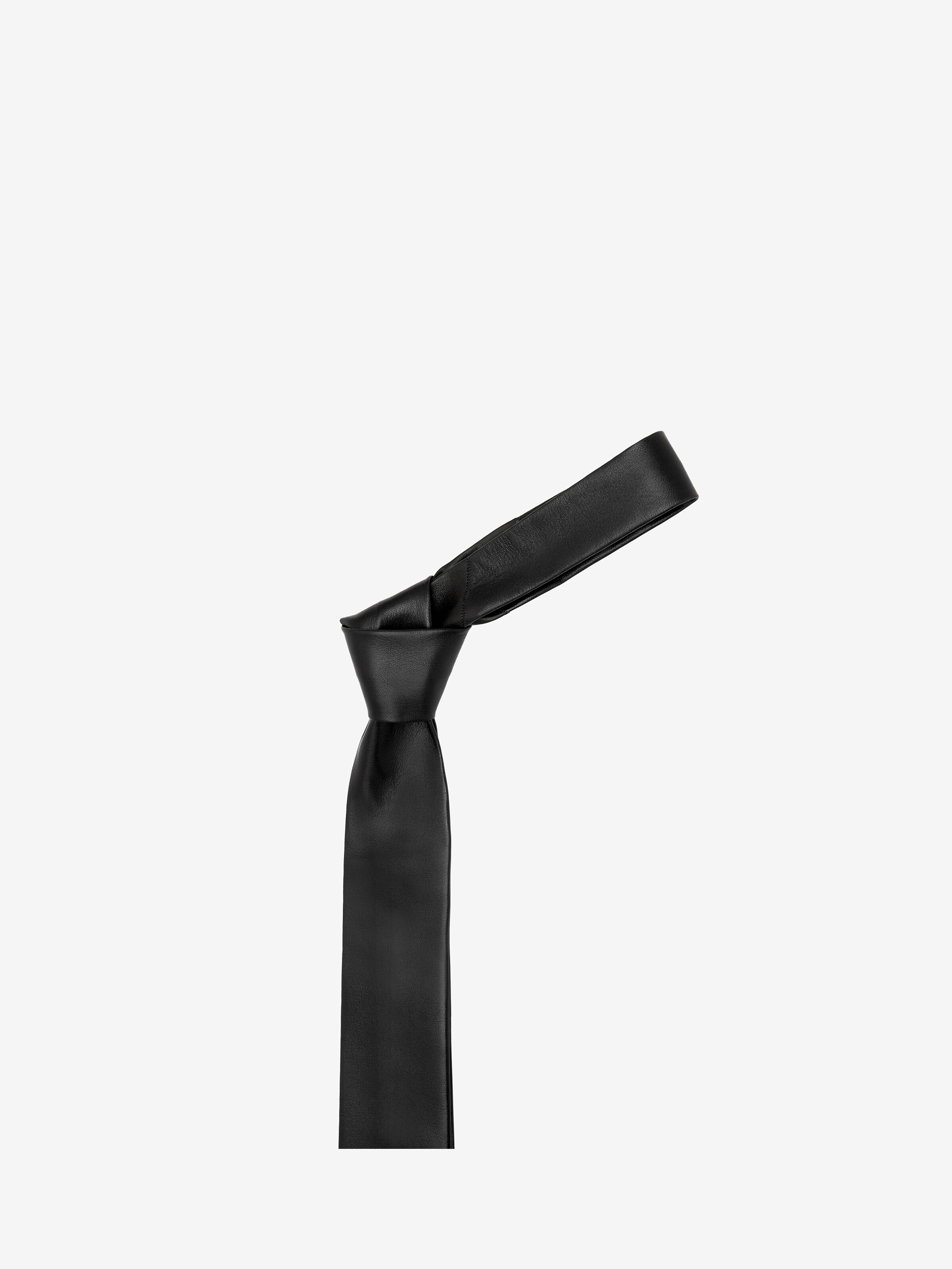 Leather Tie Black For Men Alexander McQueen leather-tie-black-for-men-alexander-mcqueen