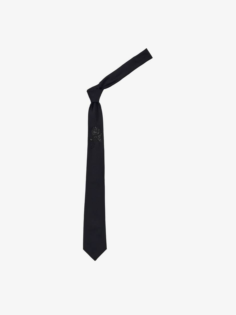 Jet Rose Embroidered Tie