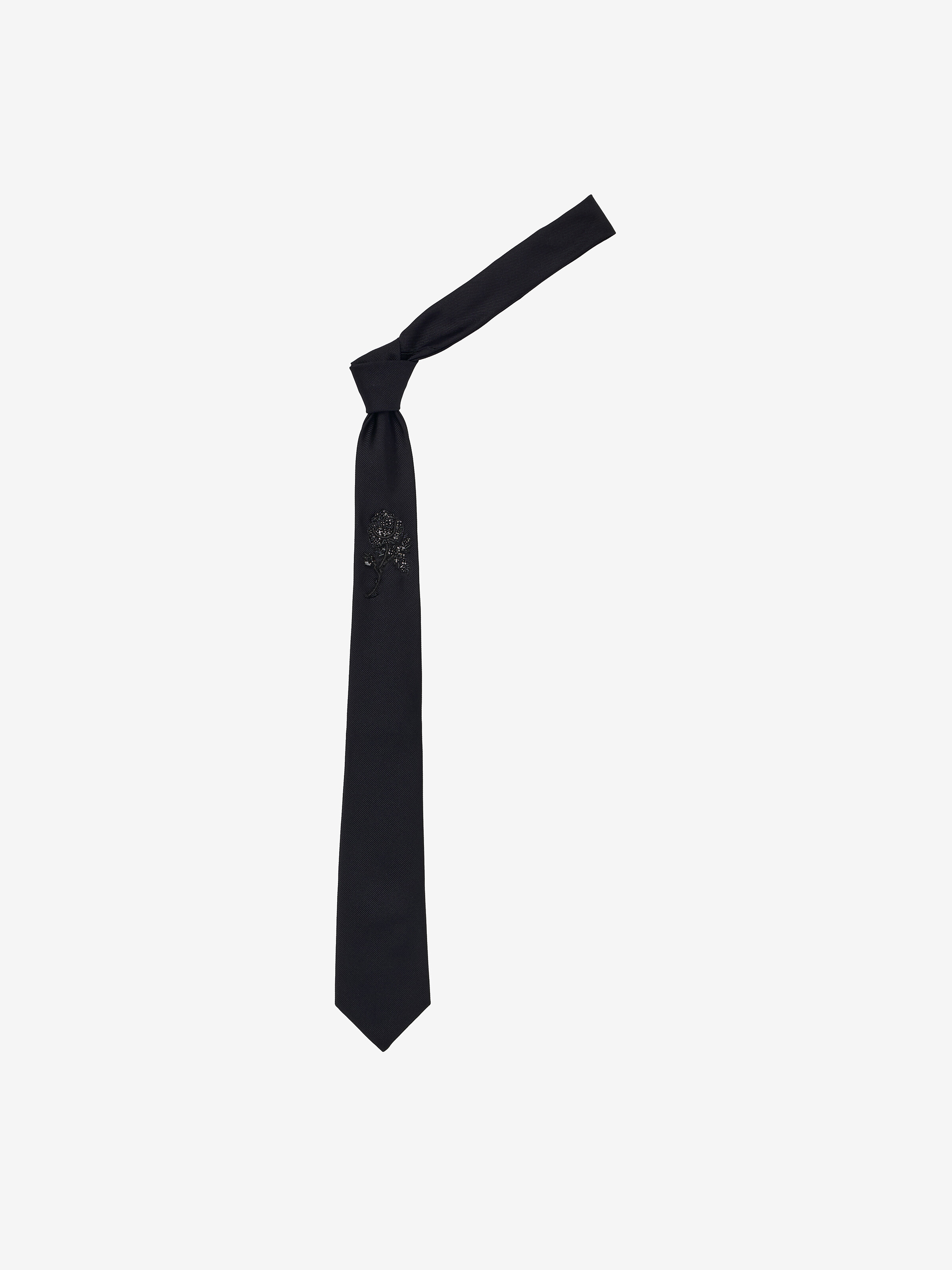 Jet Rose Embroidered Tie