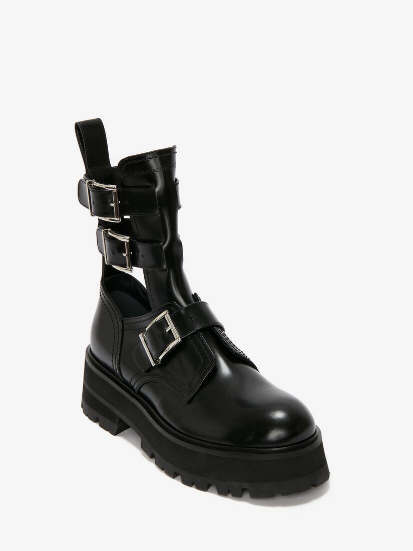 Women's Rave Buckle Boot in Black/silver