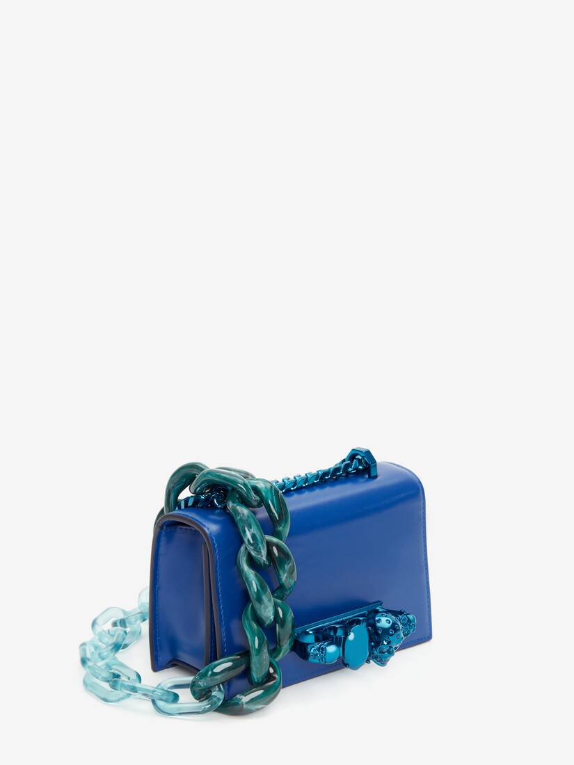 Alexander McQueen Royal Blue Jewelled Satchel – Calf Leather – Women’s Crossbody Bags
