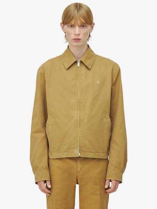 Men's Embroidered Skull Blouson in Brown | Alexander McQueen US