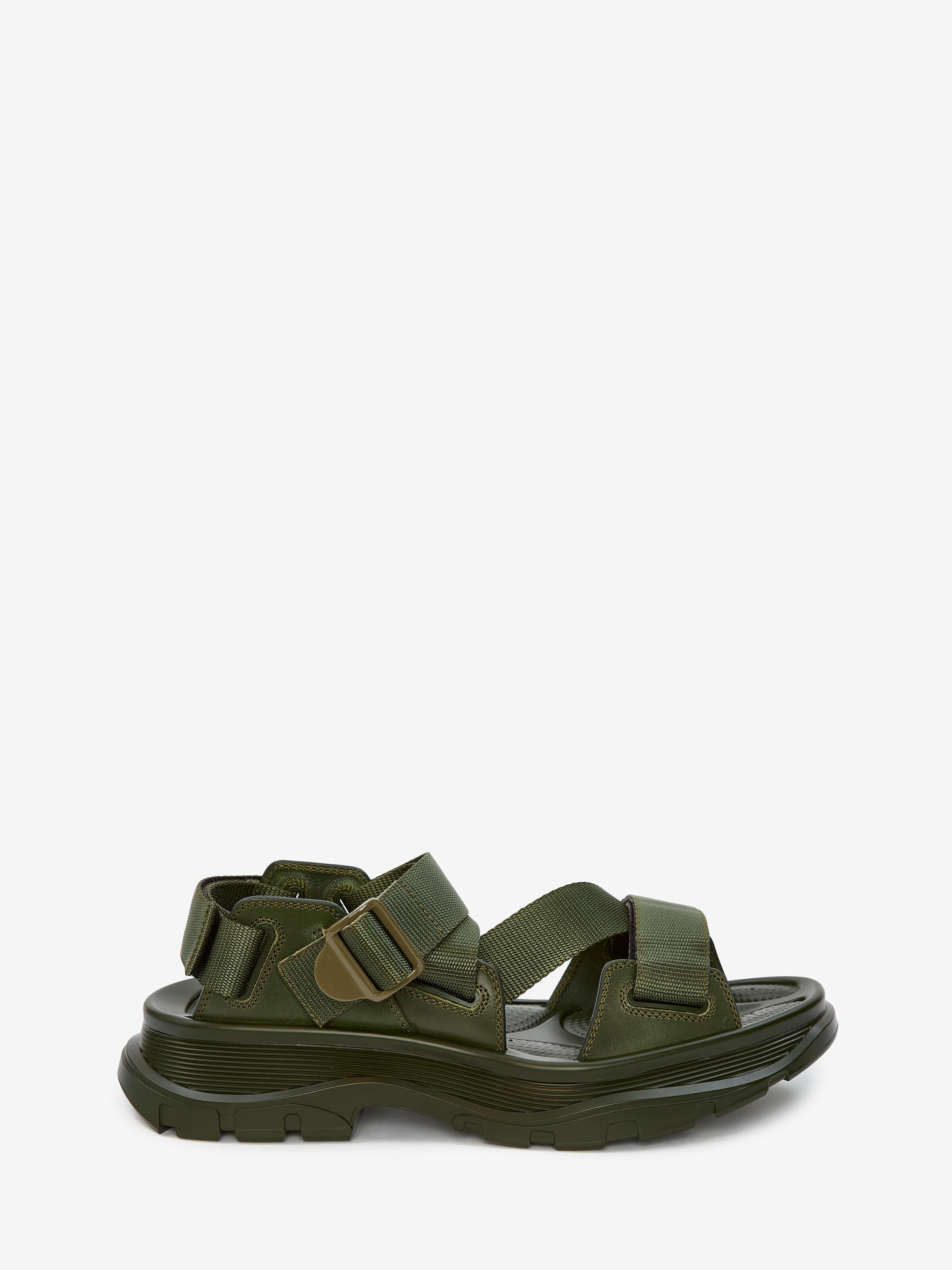 Alexander Mcqueen Tread Oversized Sole Sandals In Khaki