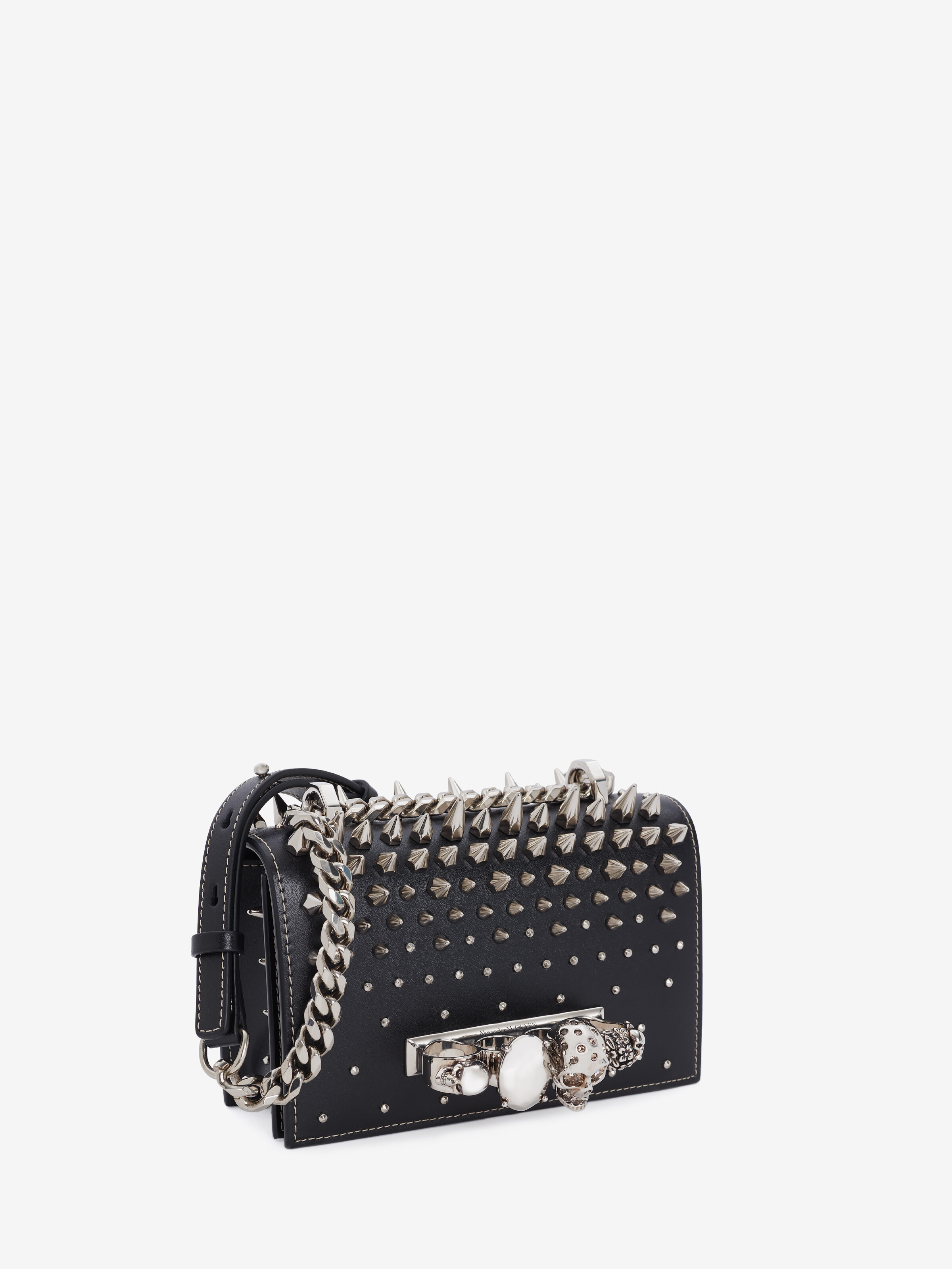 Borsa Mini Jewelled Satchel da Donna in Nero in Pelle di vitello | Alexander McQueen - image 2