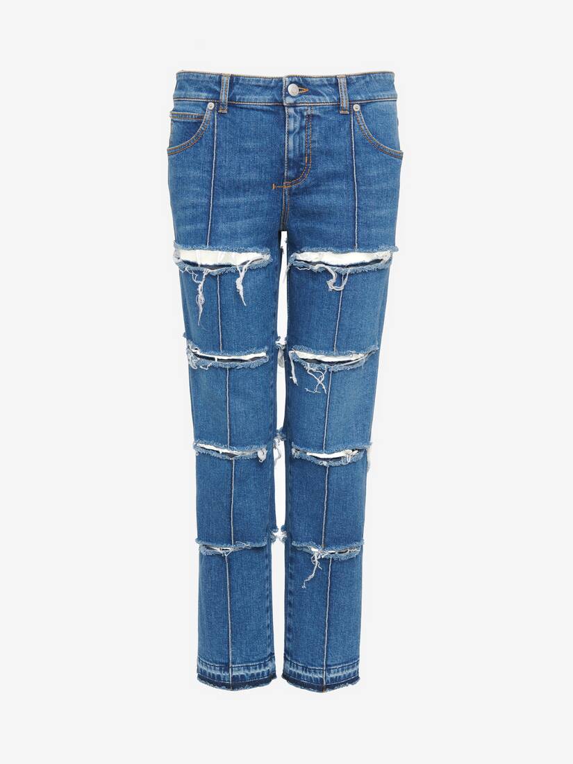 Jeans a vita bassa con cut-out