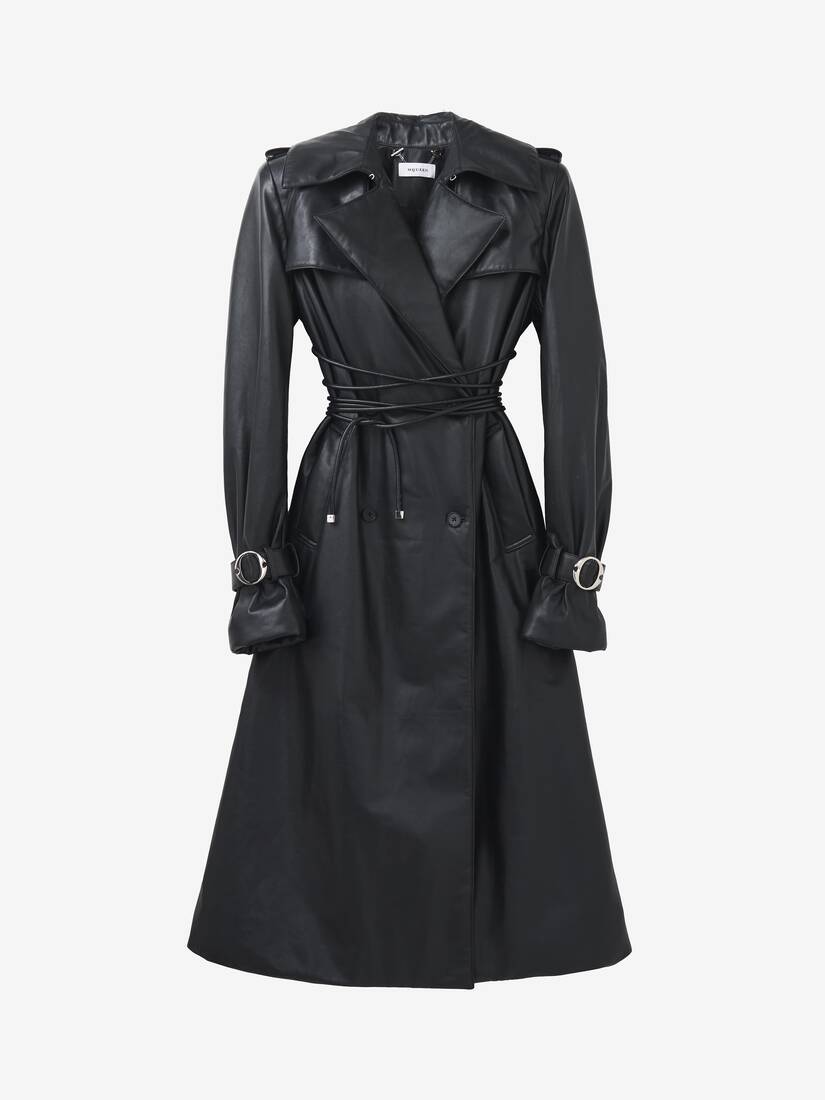 Leather Double-breasted Trench Coat