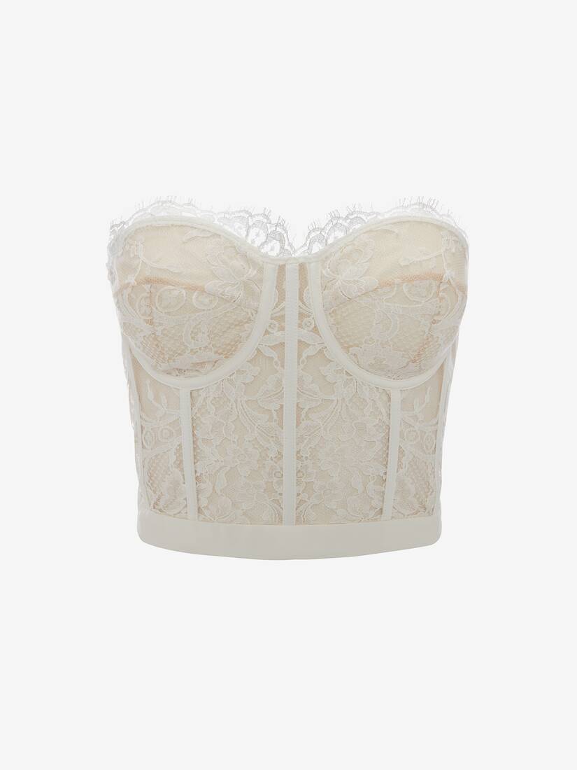 Lace Corset in White | Alexander McQueen US