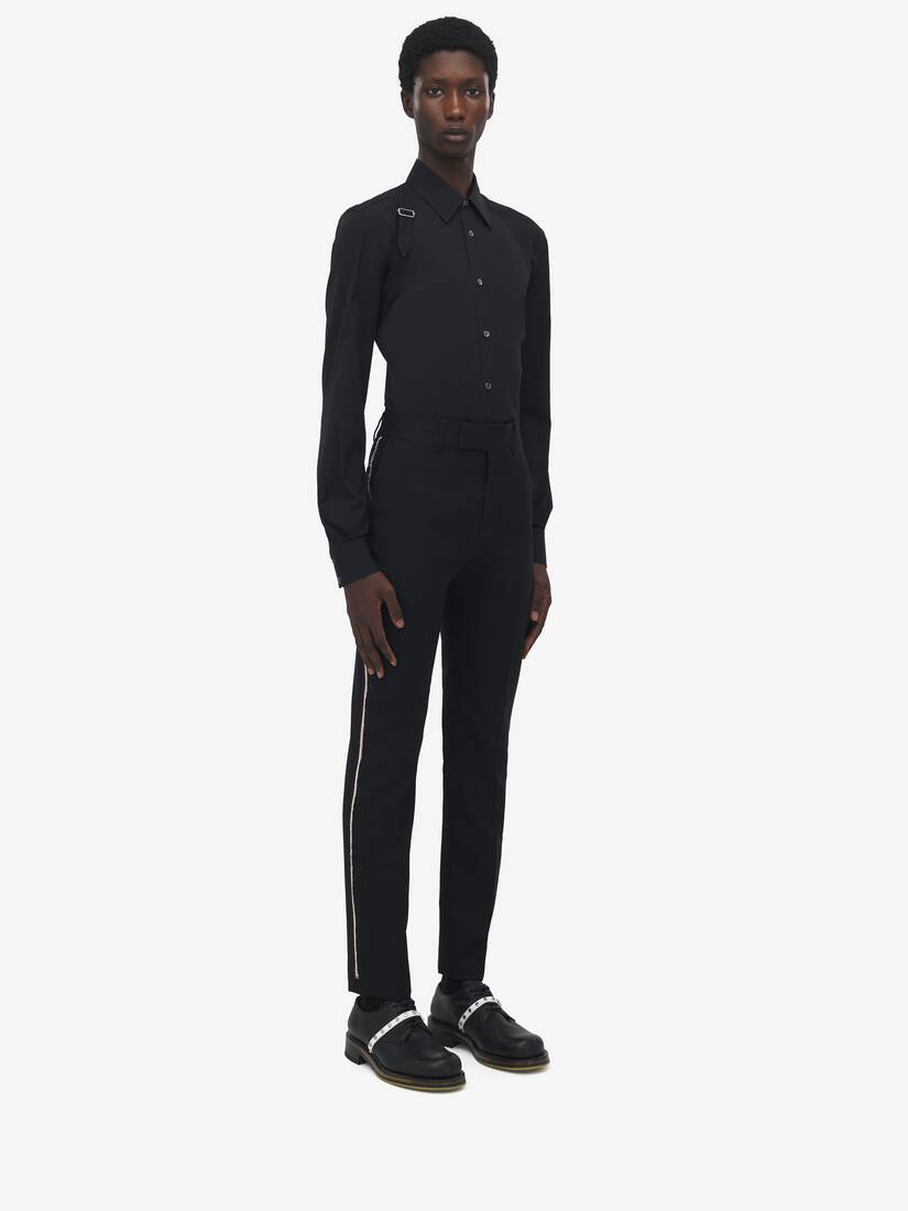 Raw Edge Canvas Cigarette Trousers