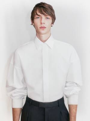 Dropped Shoulder Poplin Shirt in White | Alexander McQueen HK