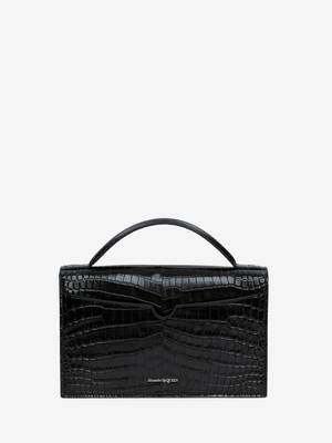 Saint Laurent Babylone Top Handle Bag Crocodile Embossed Leather