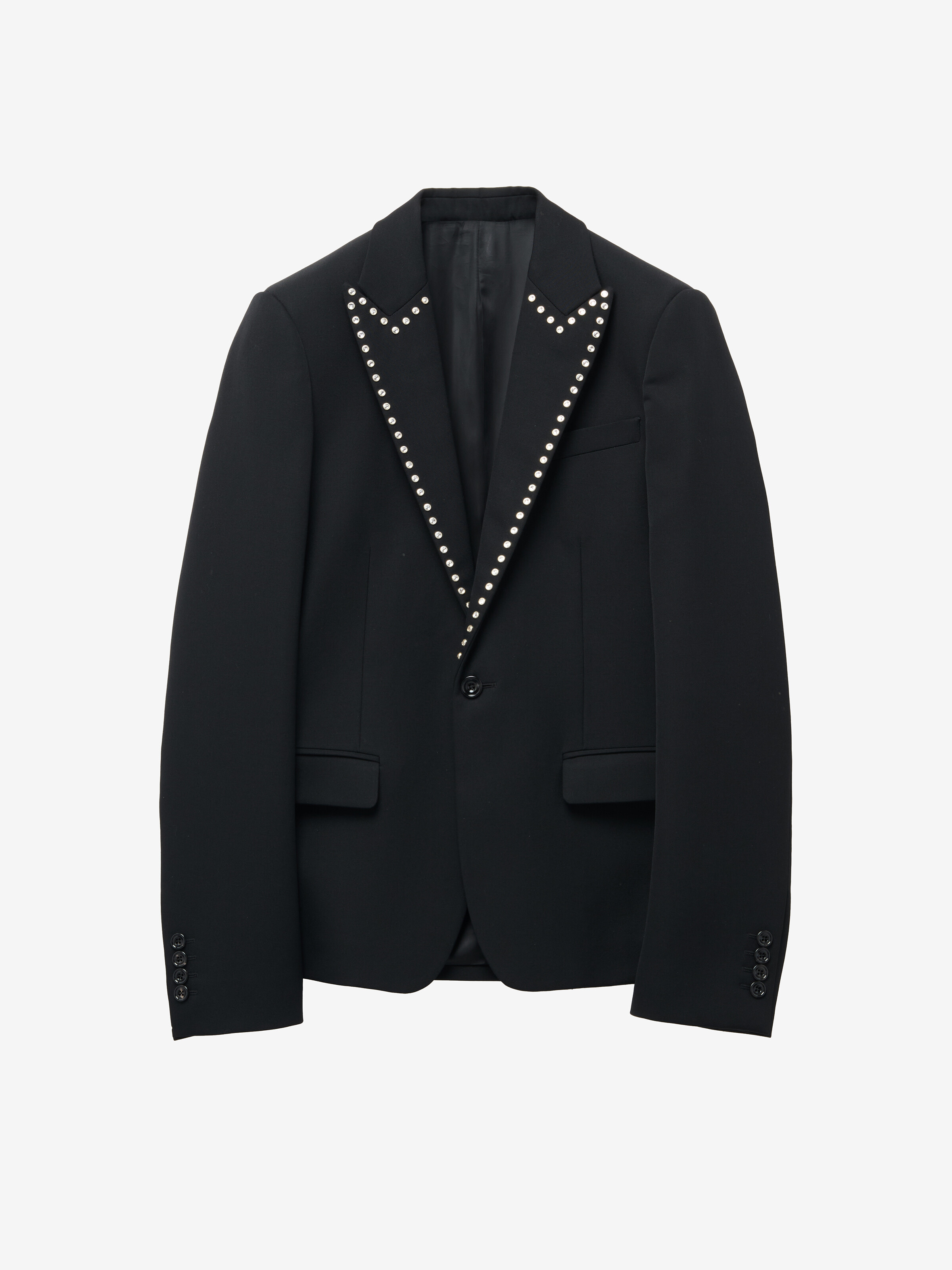 Einreihige Jacke mit Crystal Stud-Stickerei