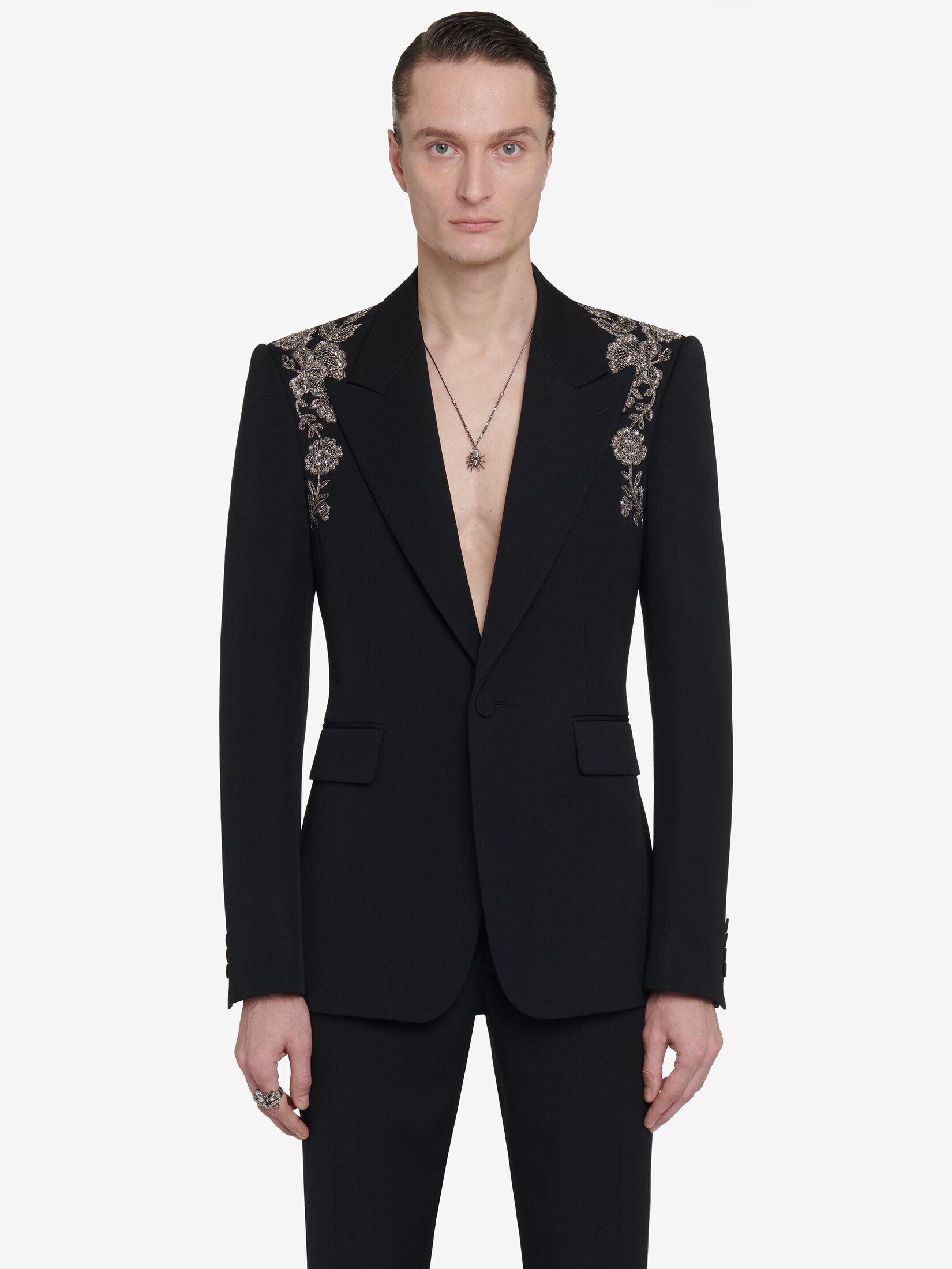 Embroidered Harness Single-breasted Jacket