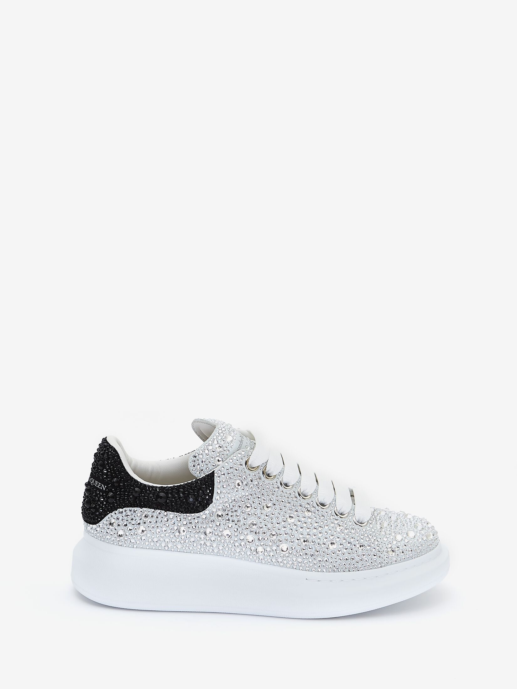 Crystal-embellished Oversized Sneaker in White/Black | Alexander 