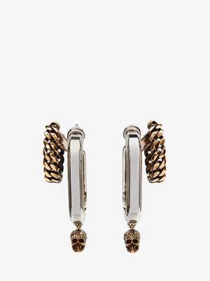 Boucles d'oreilles double créole chaîne et Skull