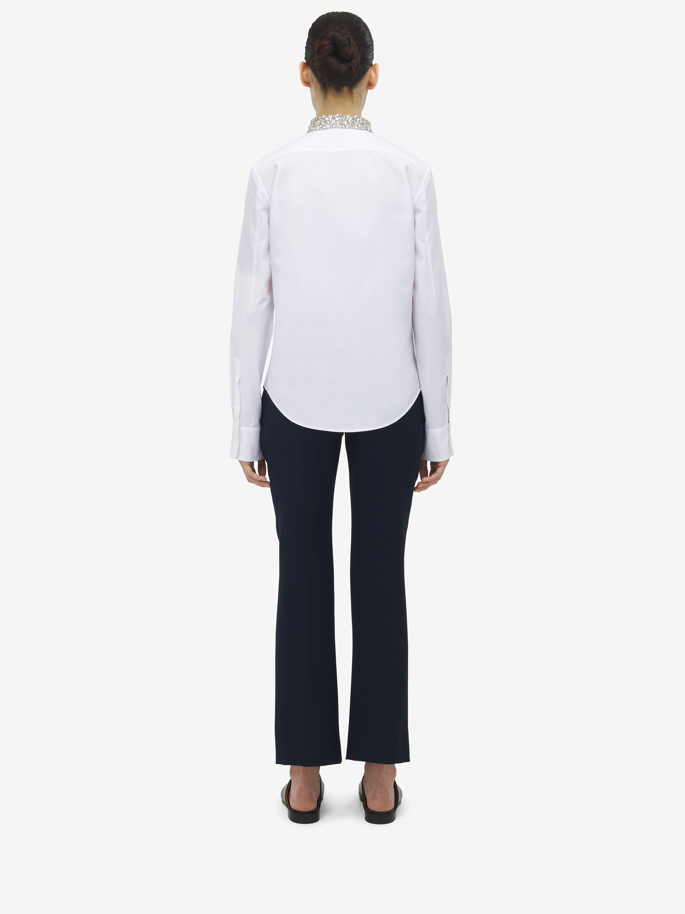 Women's Crystal Embroidery Shirt in Optical White in 100% Cotton | Alexander McQueen - image 5