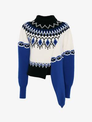 Drapé-Wollpullover mit Fair-Isle-Muster