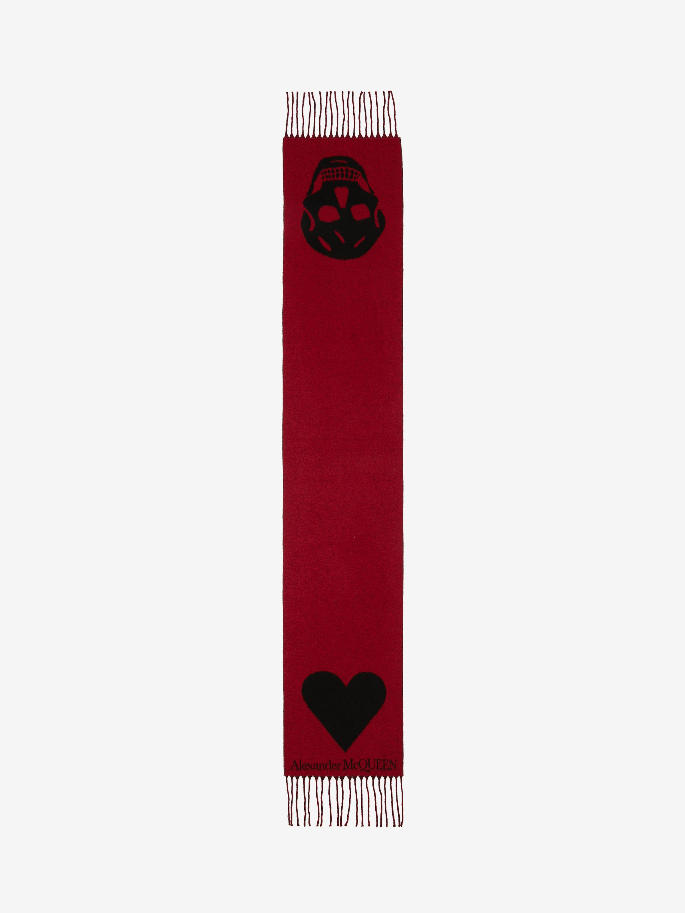 Alexander Mcqueen Skull And Heart Scarf In Red/black