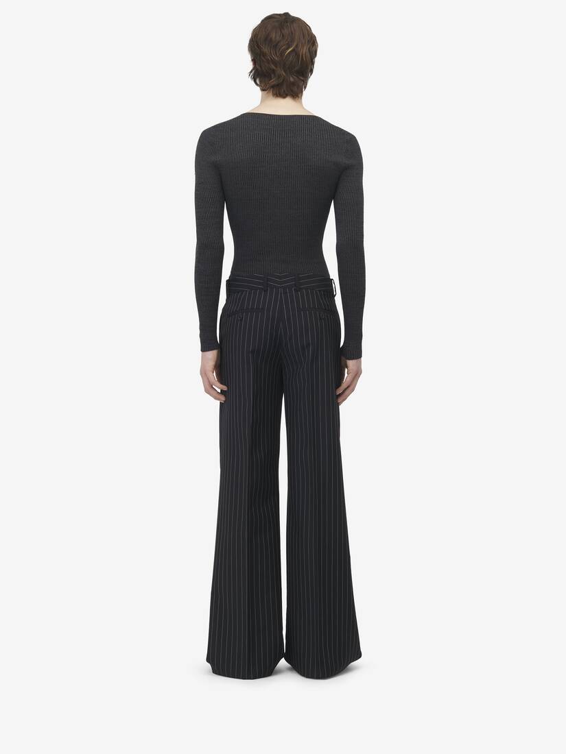 Pinstripe Low Rise Trousers